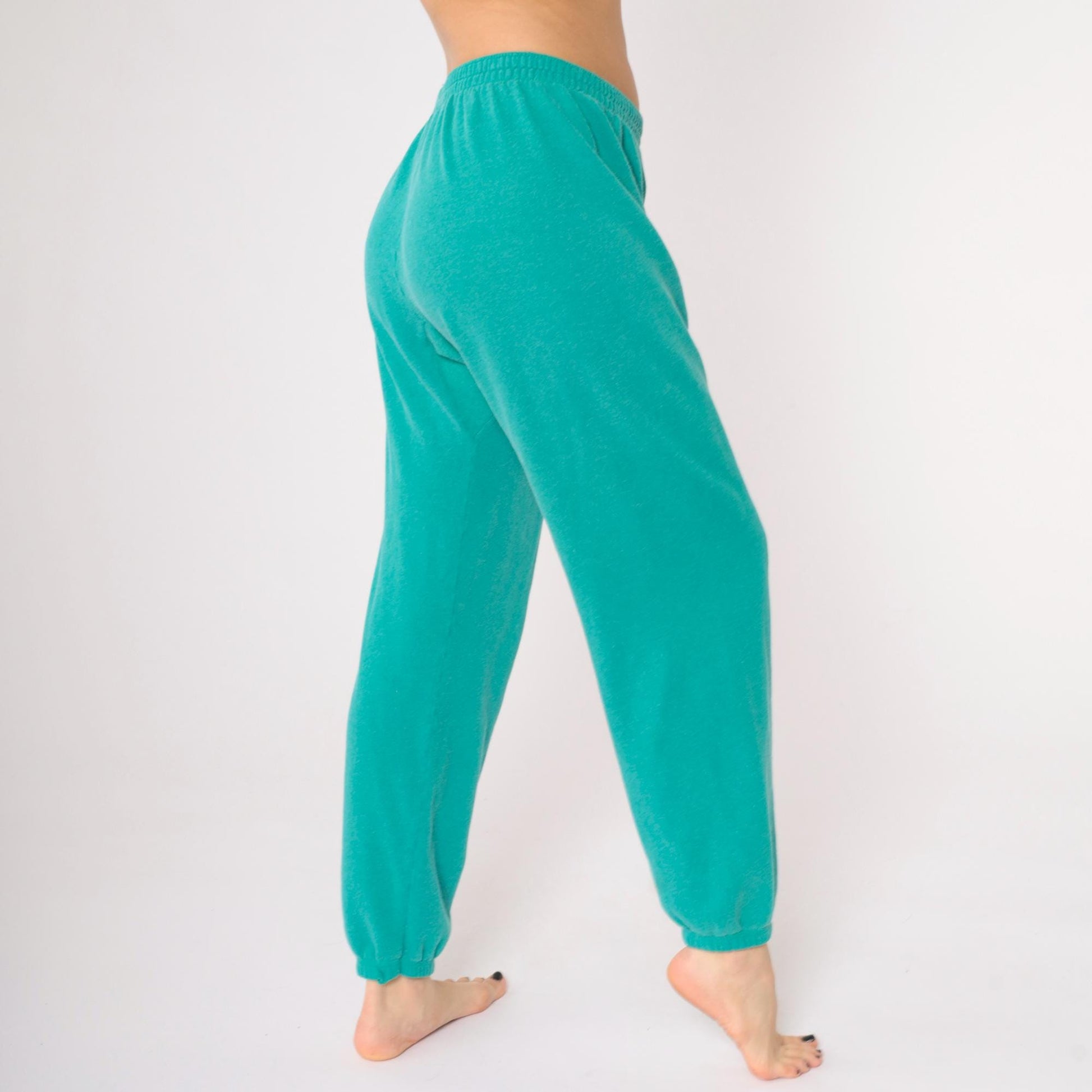 90s Hanes Turquoise Joggers Sweatpants Elastic Waist Large
