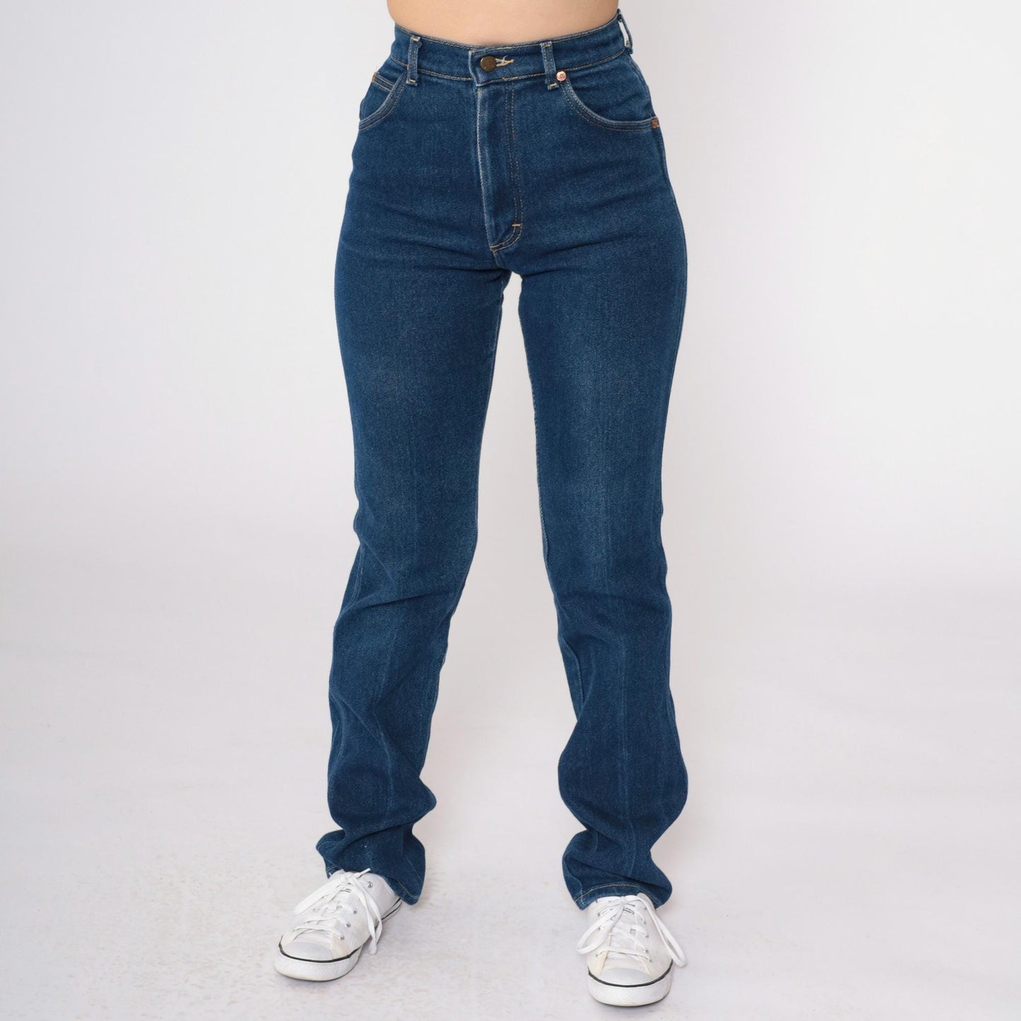 80s Lee High Waist Straight Leg Jeans Blue Denim Extra Small
