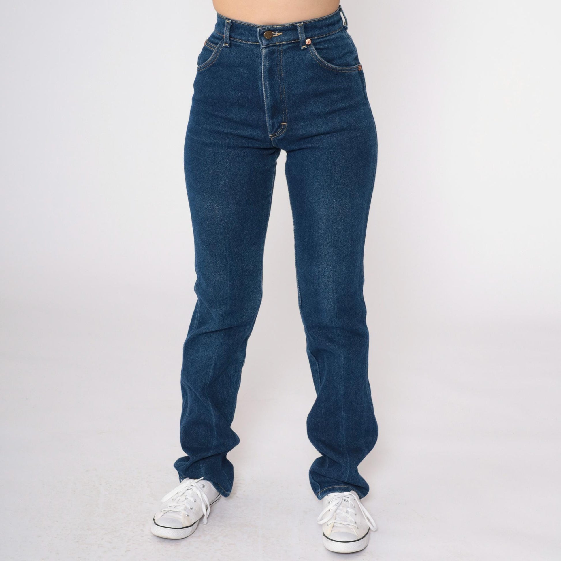 80s Lee High Waist Straight Leg Jeans Blue Denim Extra Small
