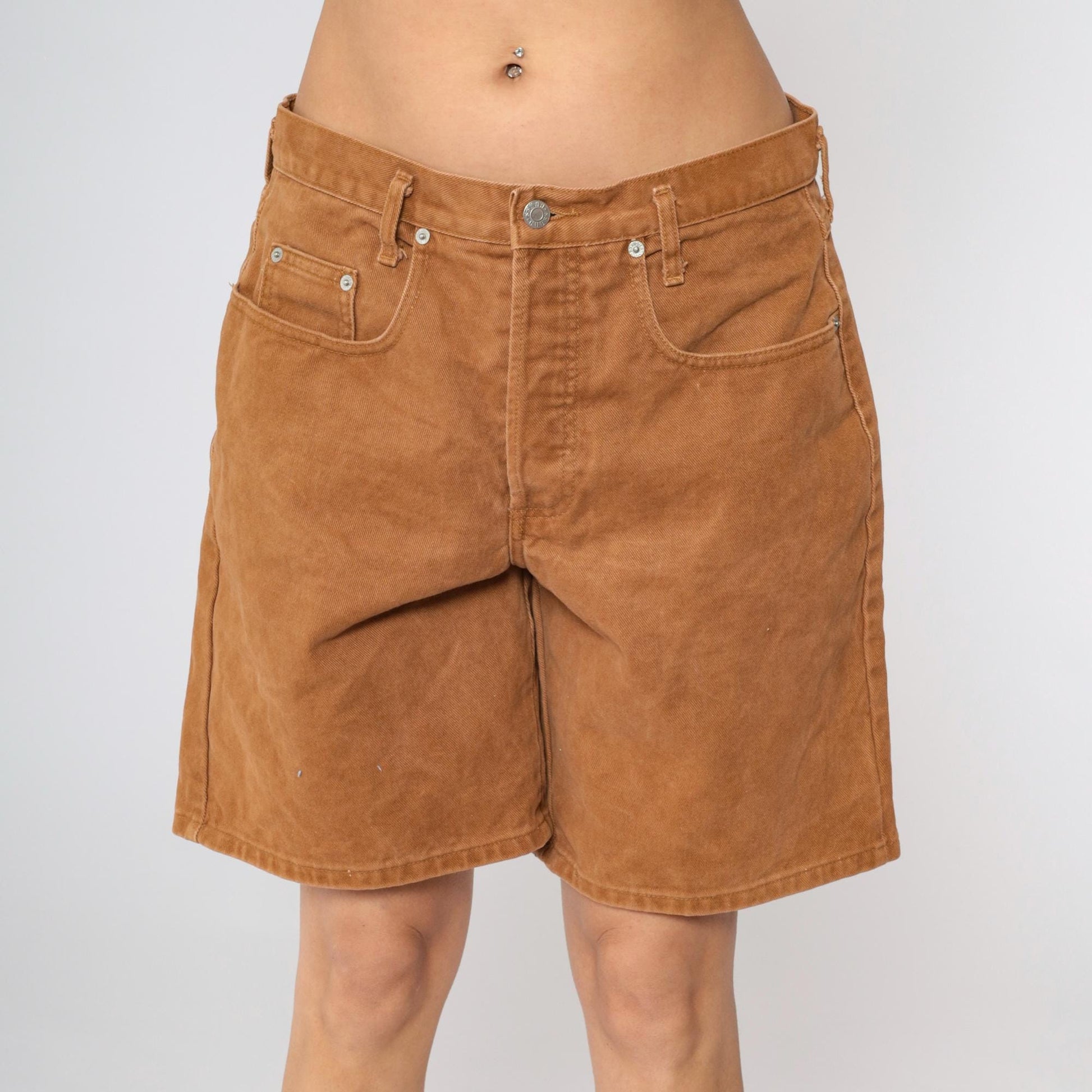 90s Guess Brown Denim Shorts High-Waisted Jean Shorts Large