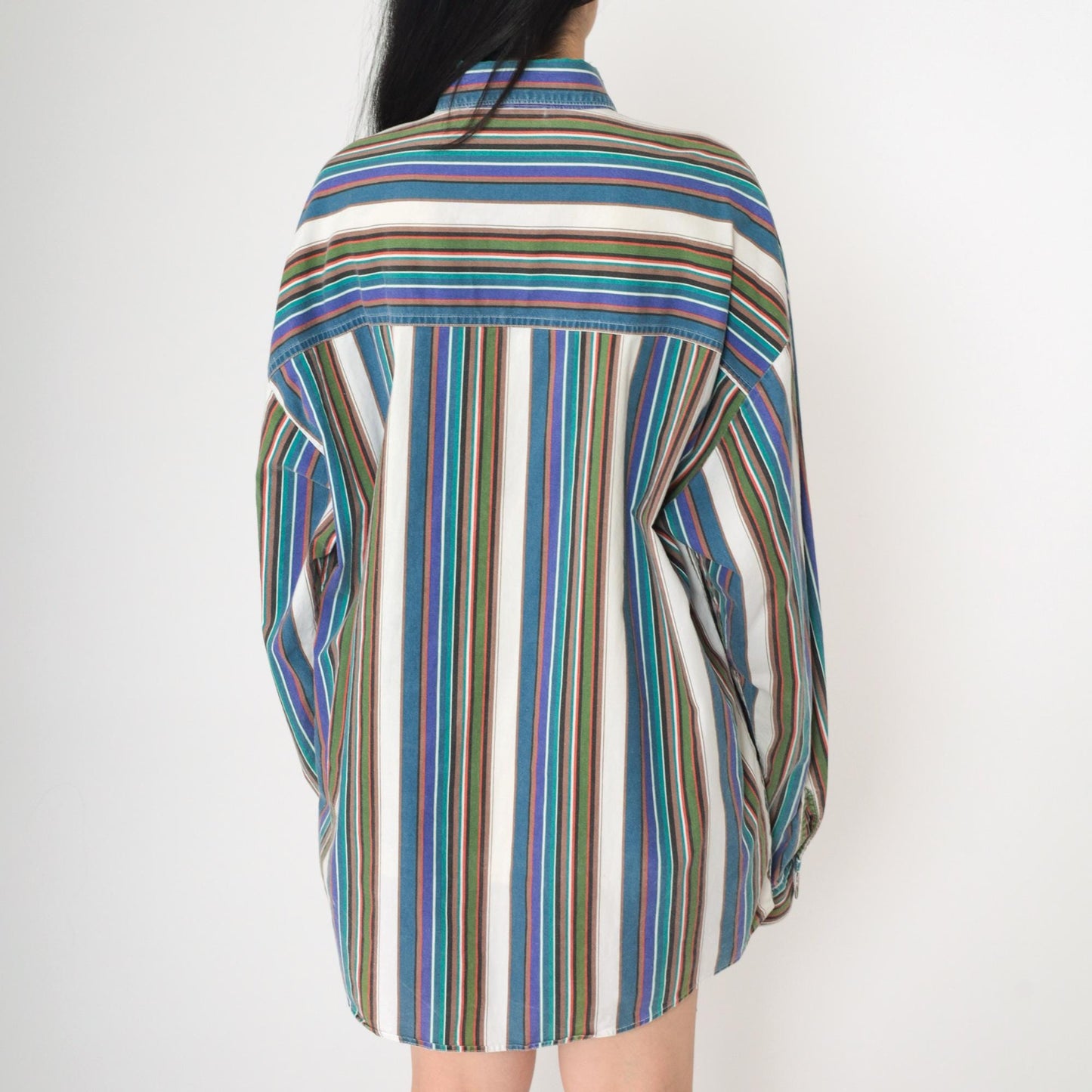 90s Bon Homme Multicolor Striped Cotton Button-Up Shirt Long Sleeve Extra Large XL