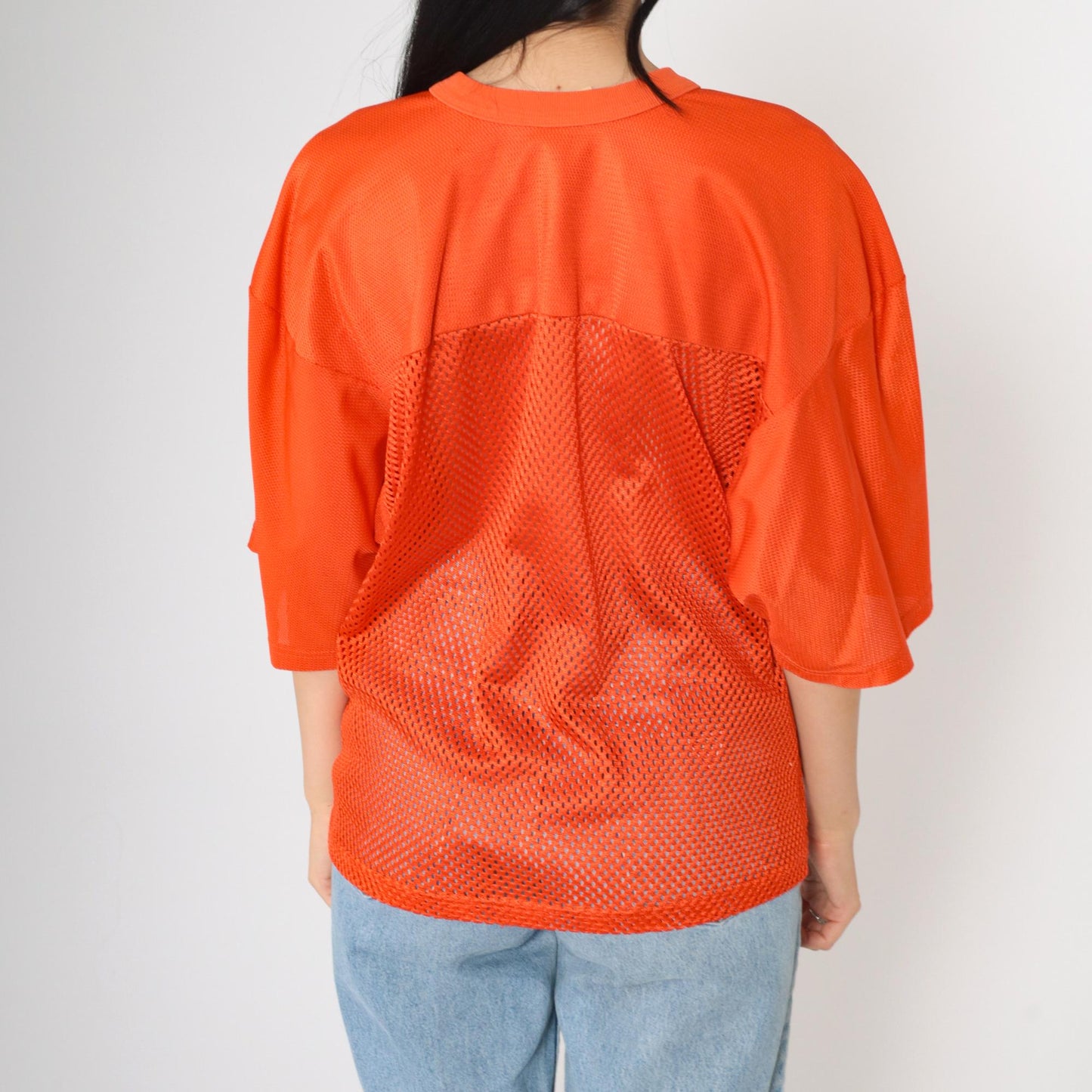 80s Don Alleson Athletic Football Jersey Orange Mesh V-Neck Large