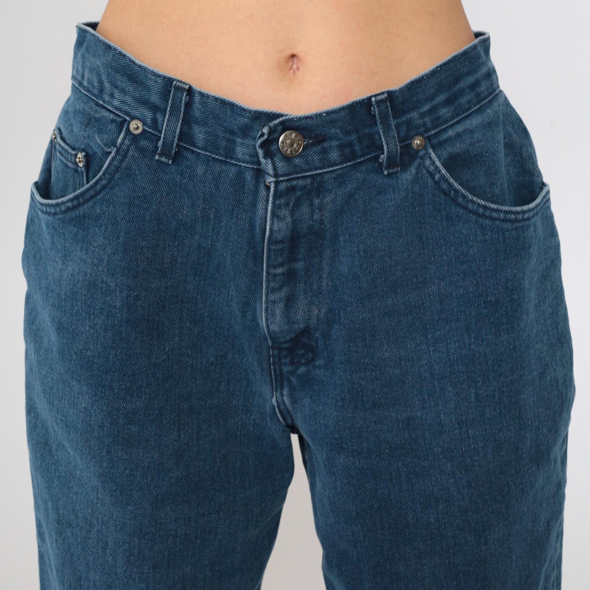 90s Chic Dark Wash High-Waisted Mom Jeans Tapered Medium