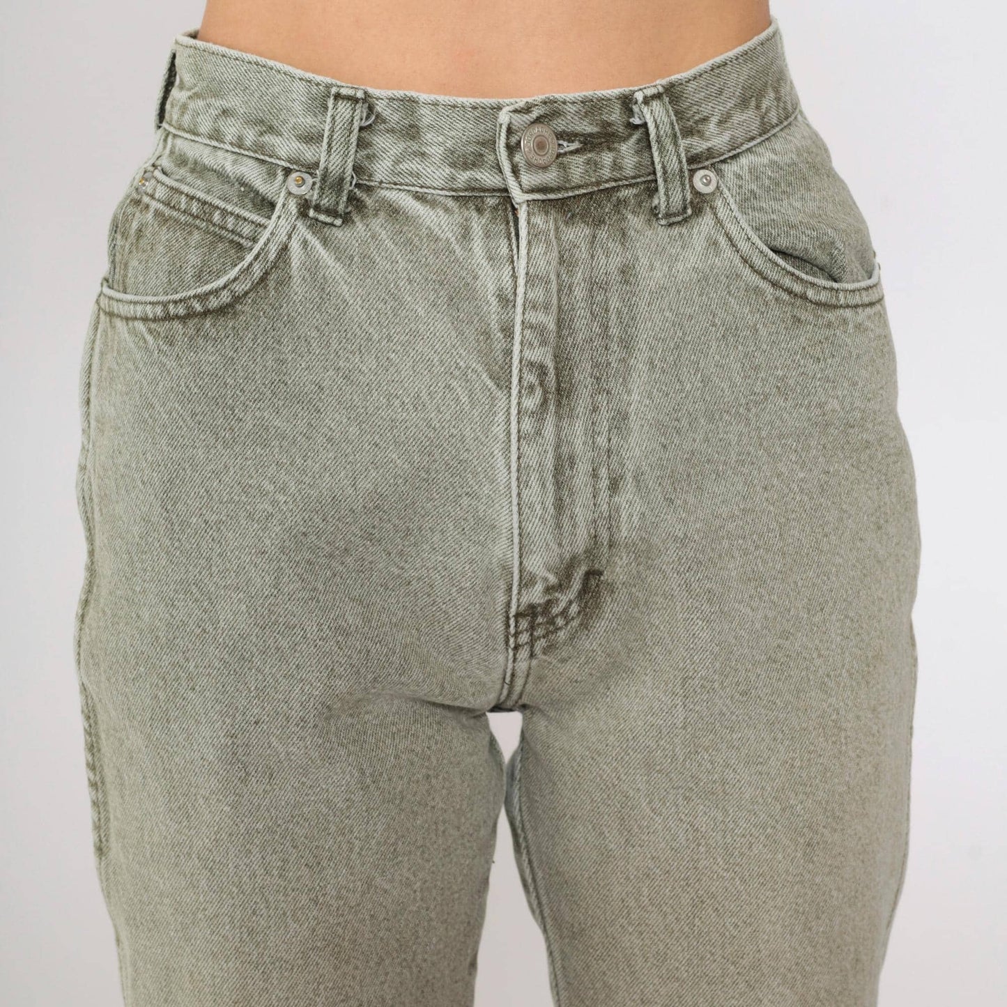 90s Jordache Olive Green High-Waisted Tapered Jeans Small S