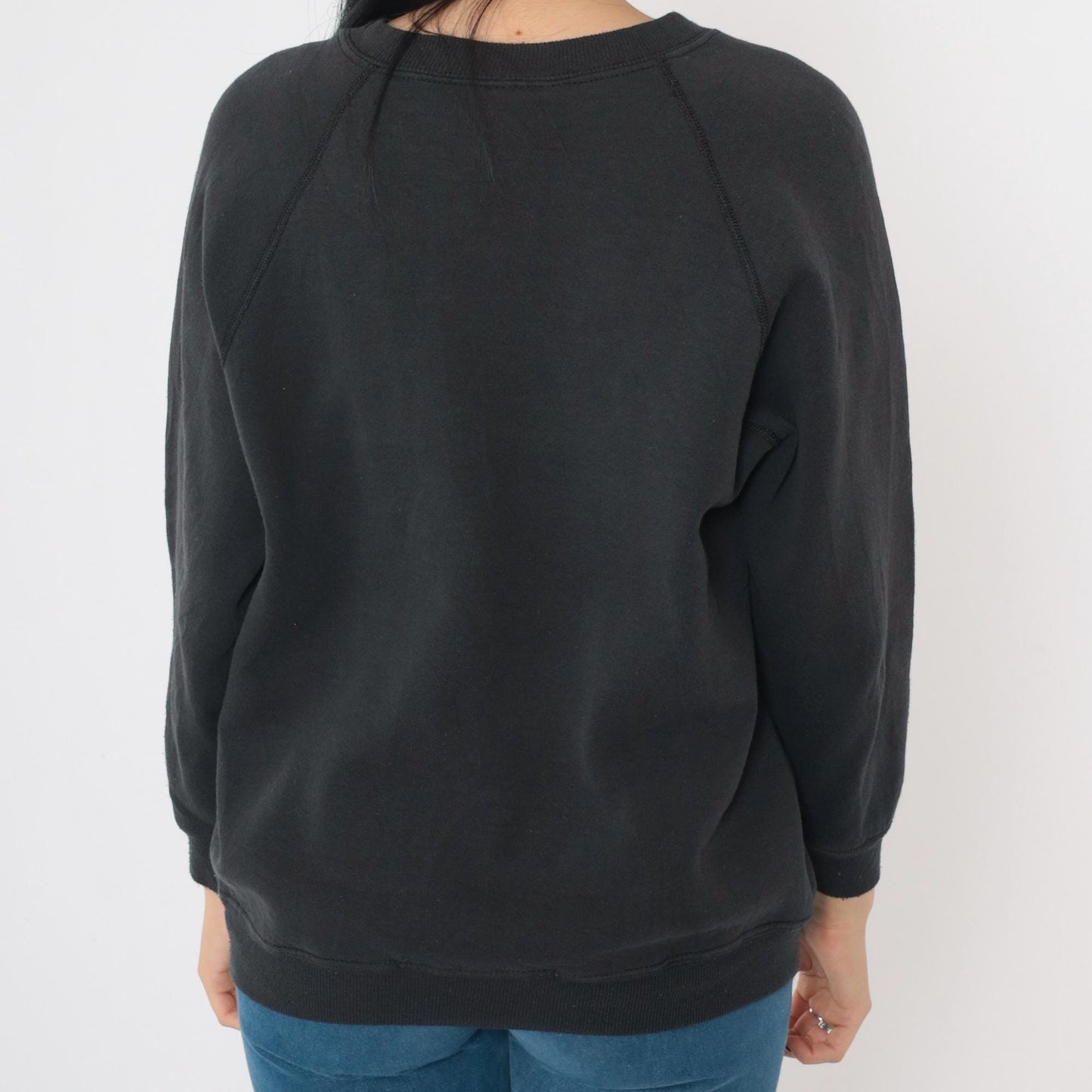 90s Lee Walk The Four Seasons Neon Graphic Sweatshirt Black Raglan Large