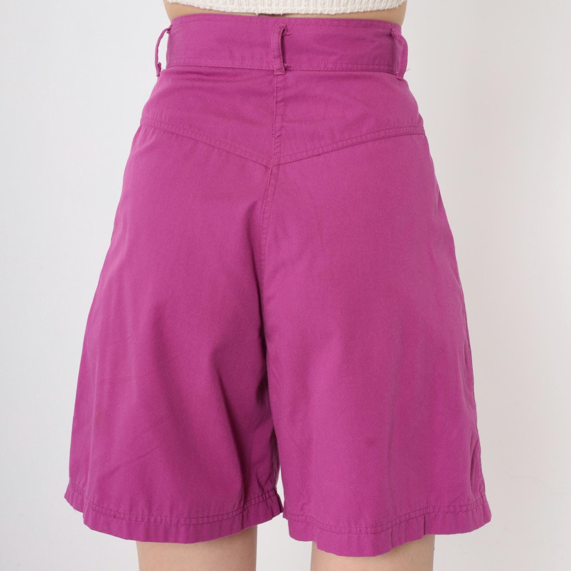 90s Purple Pleated High-Waist Shorts Extra Small XS