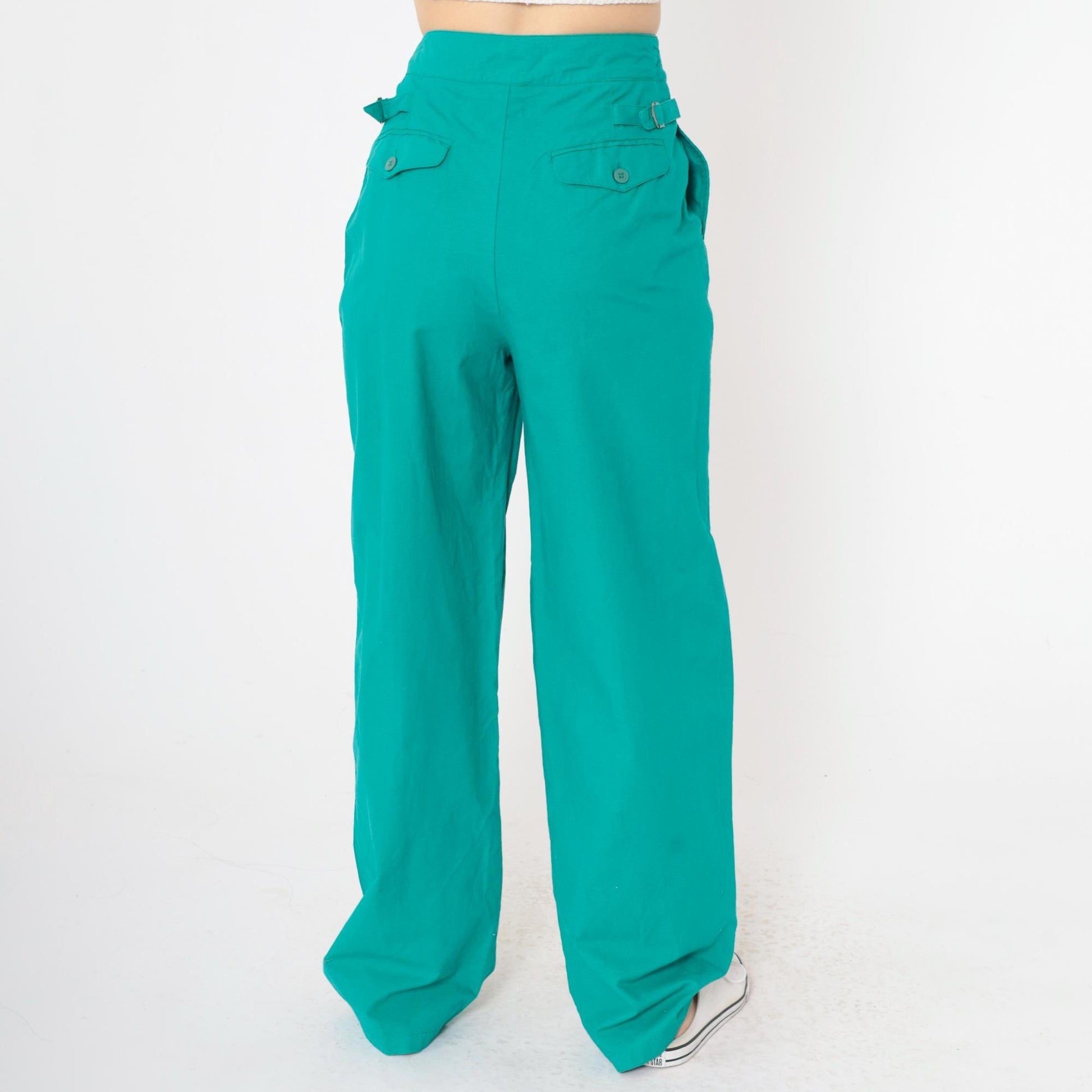 90s Jones New York Teal Pleated High-Waist Trousers Straight Leg Medium