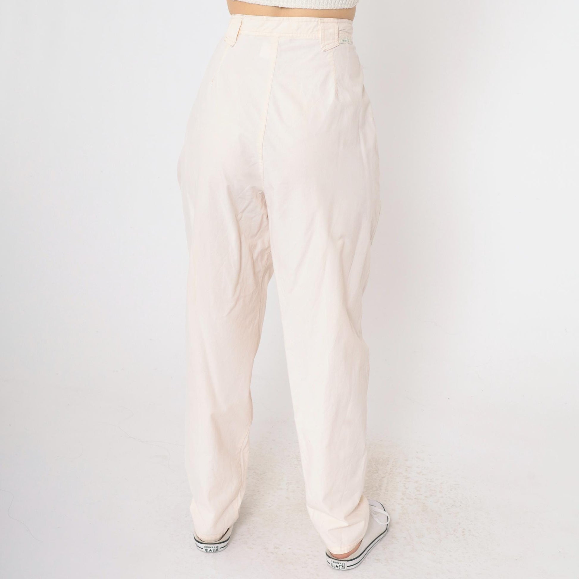 80s Bonjour Pale Peach High Waist Pleated Tapered Trousers Cotton Medium