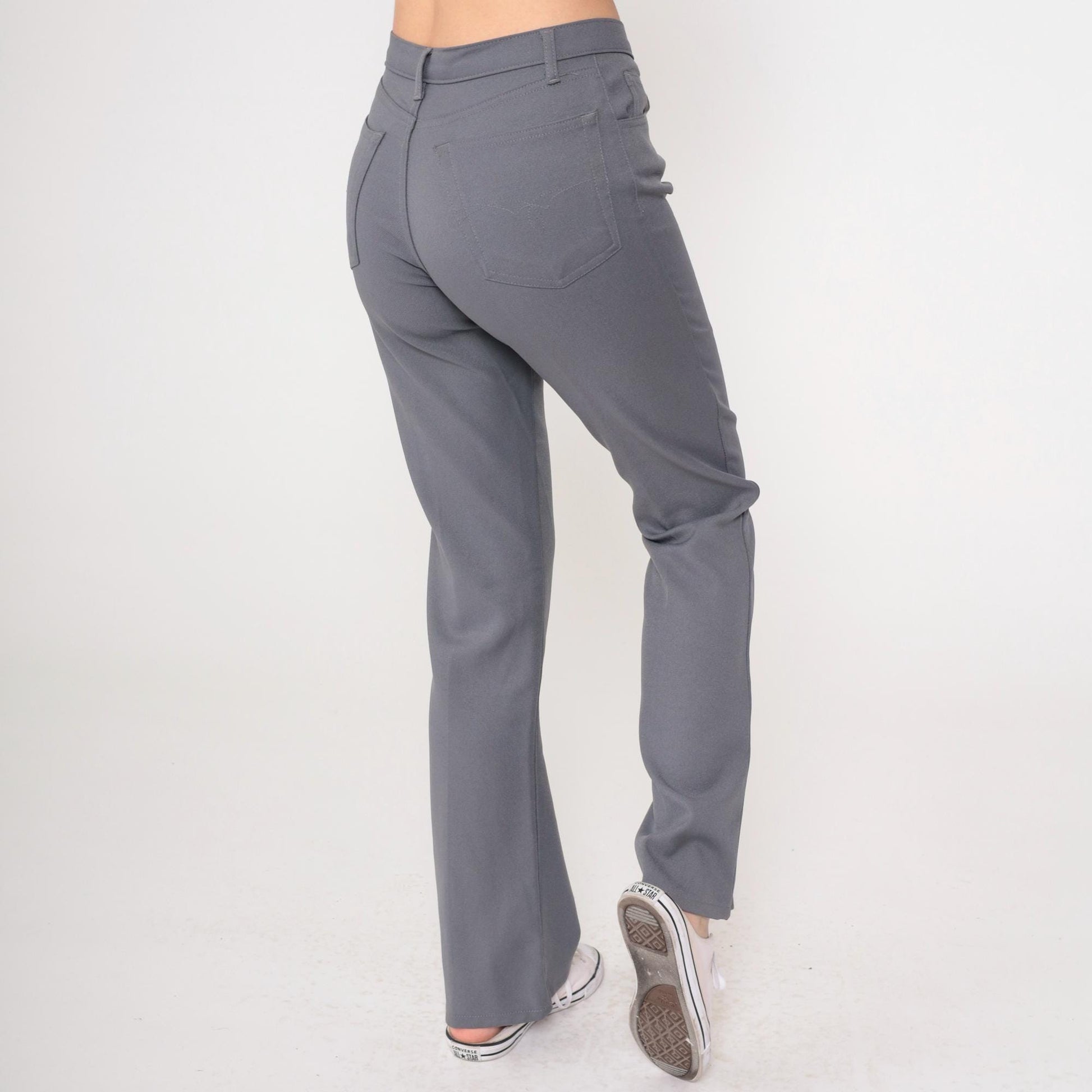 90s Paris Blues Grey Flared Pants Bell Bottom Mid Rise Small 5