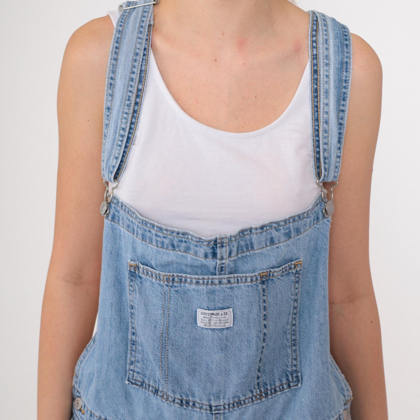 Levi's Denim Overall Shorts Blue Suspender Bib Shortalls Extra Large XXL