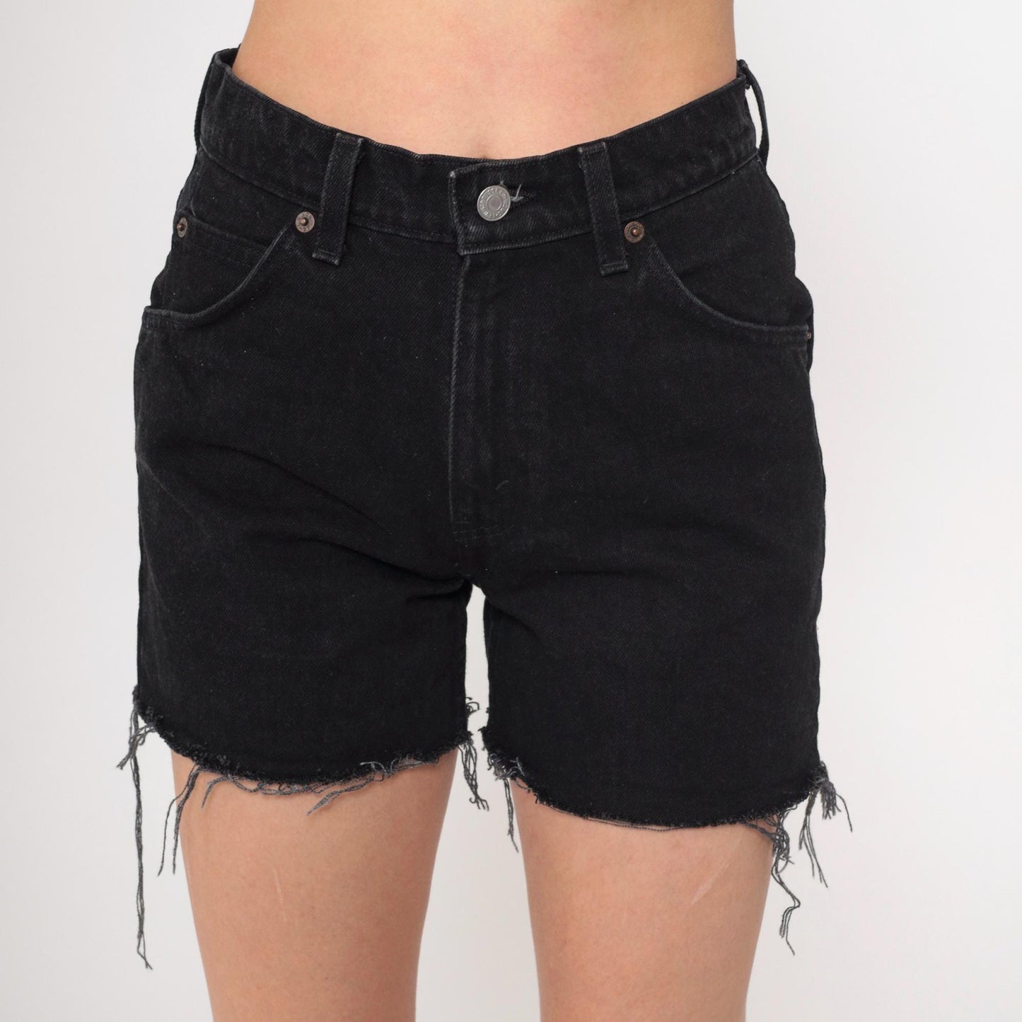 90s Levi's 912 Black Denim Cutoff Shorts High Rise Small