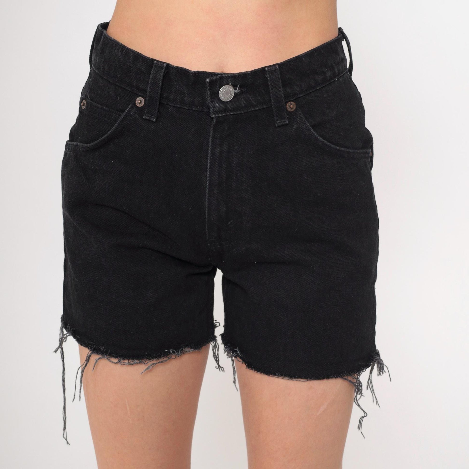 90s Levi's 912 Black Denim Cutoff Shorts High Rise Small