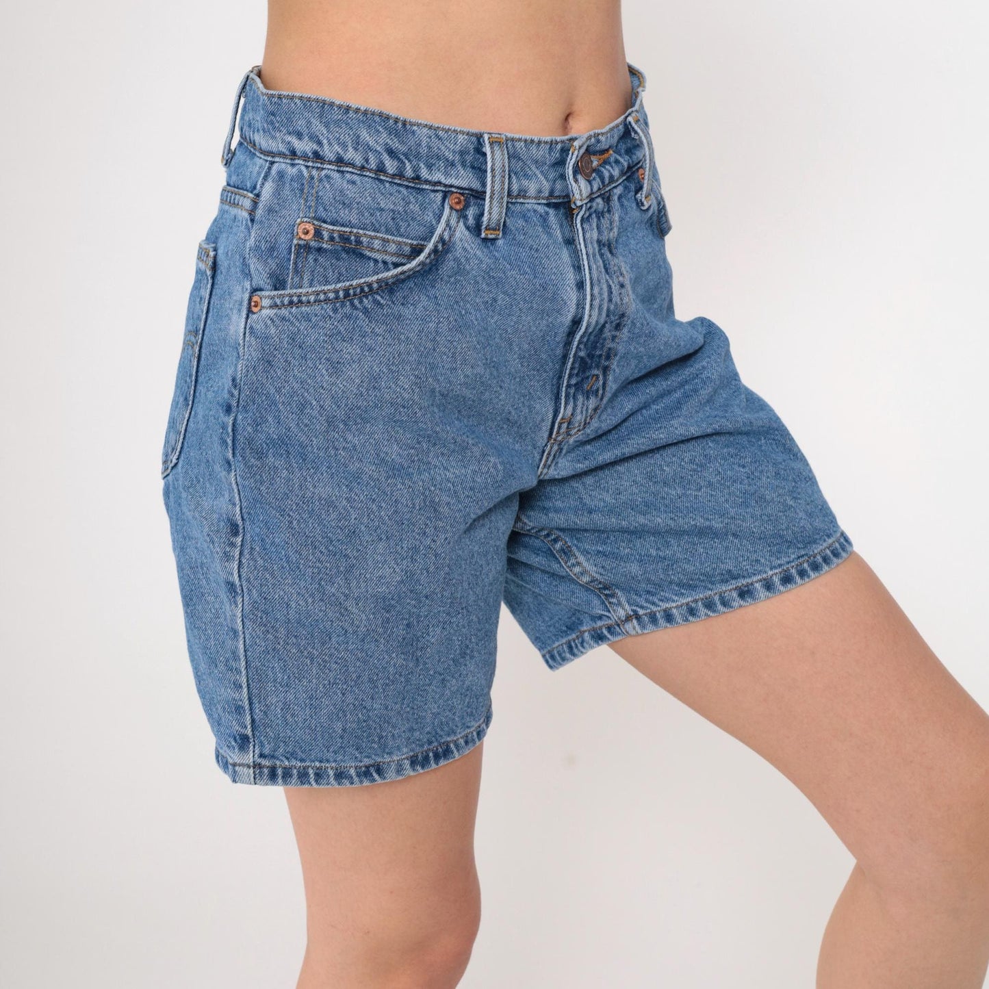 90s Levi's 550 High Waisted Denim Shorts Blue Medium 30