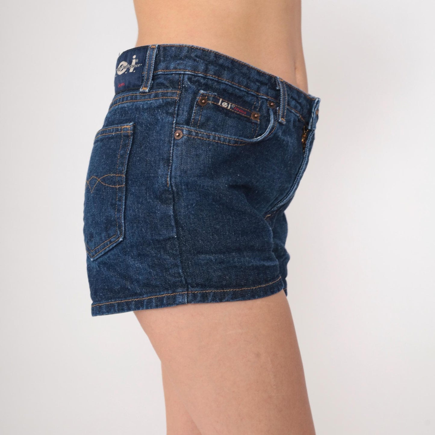 Y2K L.e.i Dark Wash Jean Shorts Mid Rise Blue Denim Small