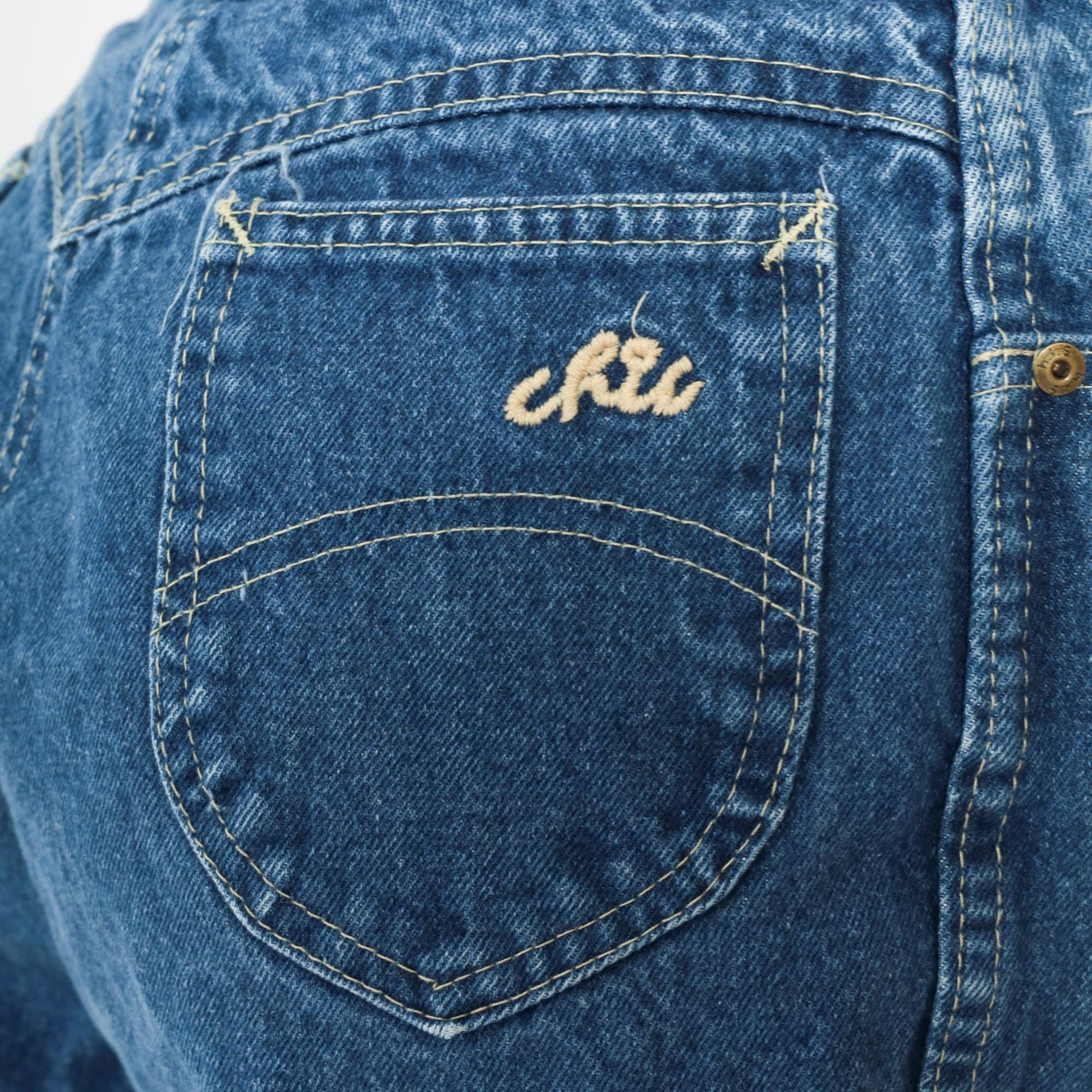 80s High-Waist Straight Leg Jeans Blue Denim Faded Medium
