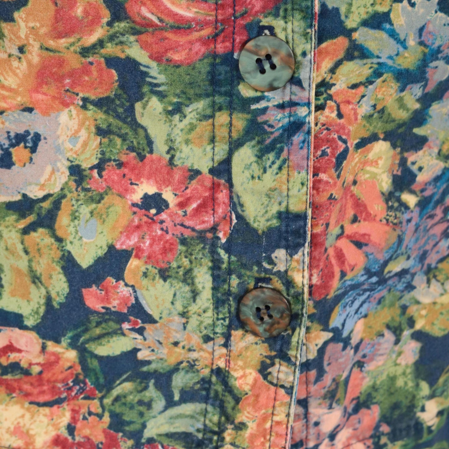 Y2K Coldwater Creek Floral Button-Up Blouse Long Sleeve Multicolor Print Medium