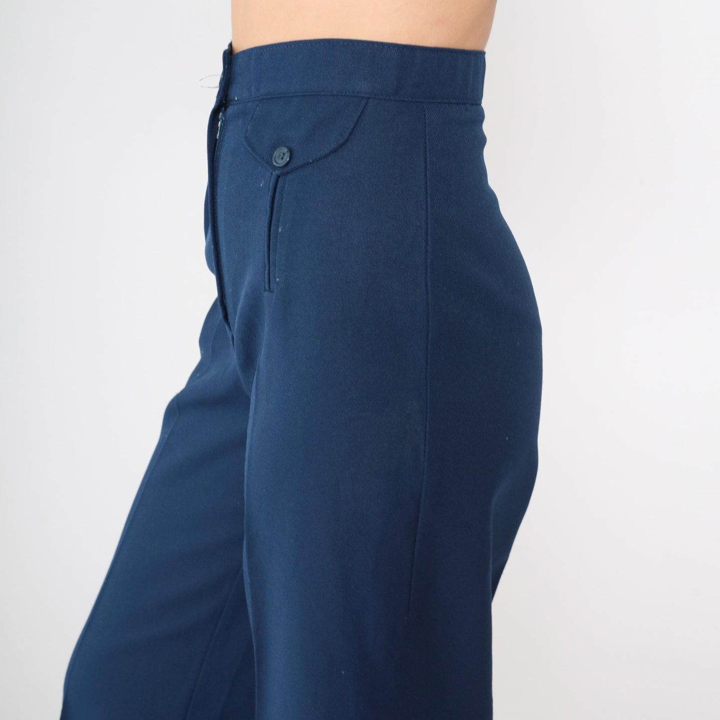 70s Navy Bell Bottom Pants High Waist Vintage Tomboy of California Extra Small