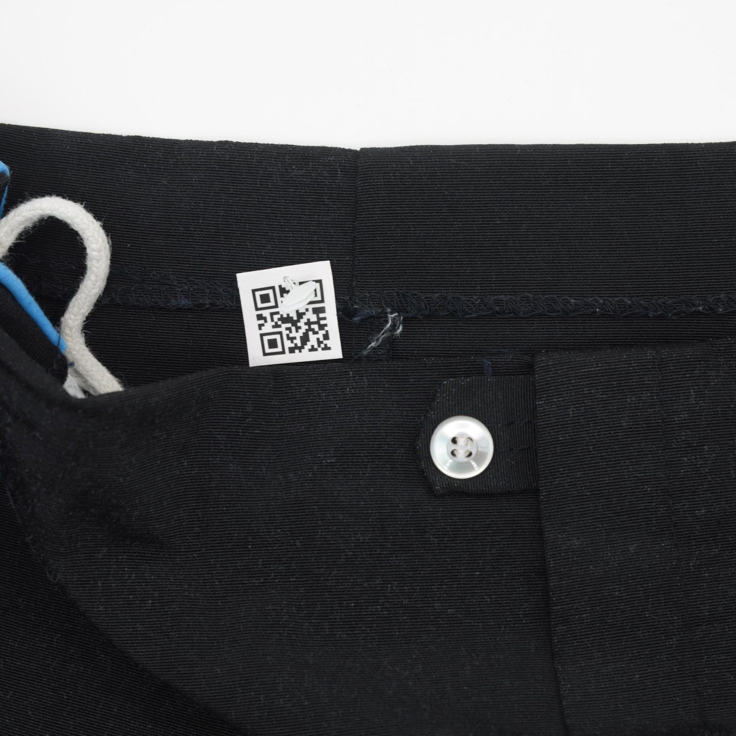 70s Black Athletic Shorts High Waist Mesh Lined Blue Stripe Small