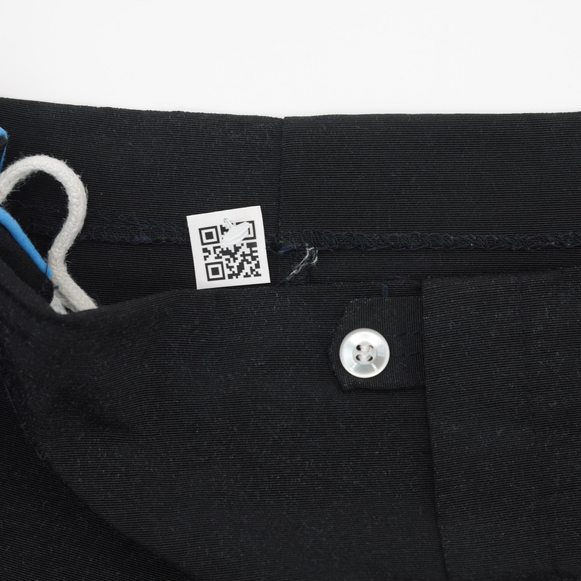 70s Black Athletic Shorts High Waist Mesh Lined Blue Stripe Small