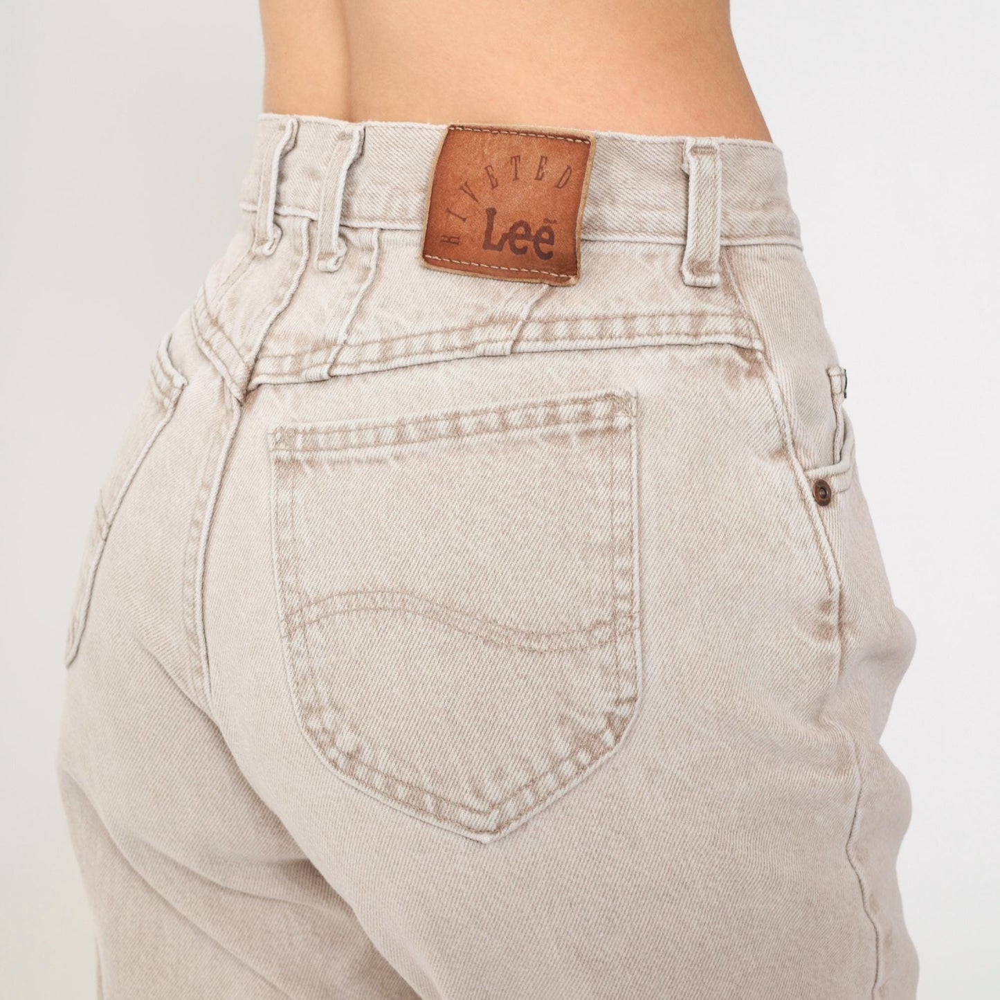 90s Lee High Waist Tapered Jeans Light Brown Denim Small