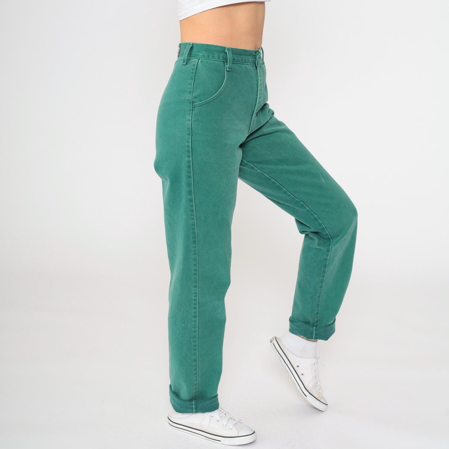 90s Roughrider Green Denim Western Jeans High Waist Straight Leg Extra Small XS
