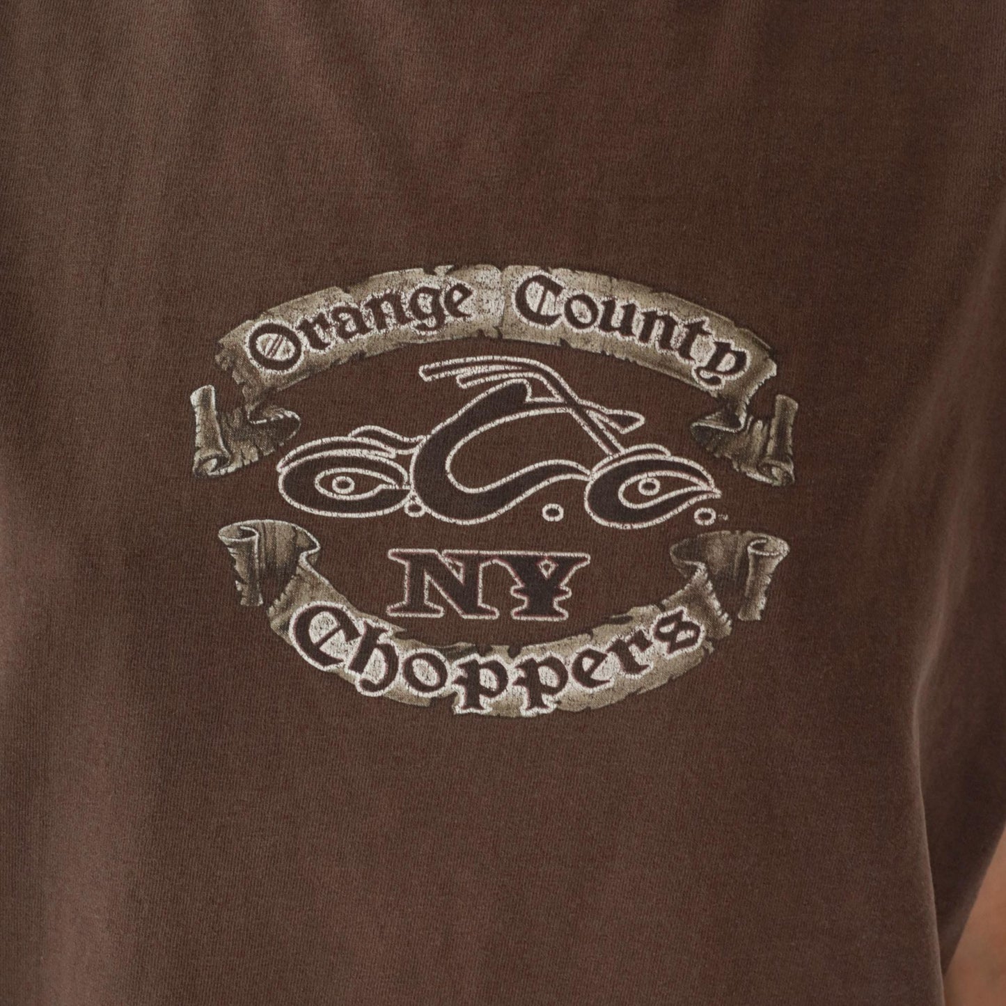 Y2K Orange County Choppers Bulldog Graphic Tank Top Brown Cotton Medium
