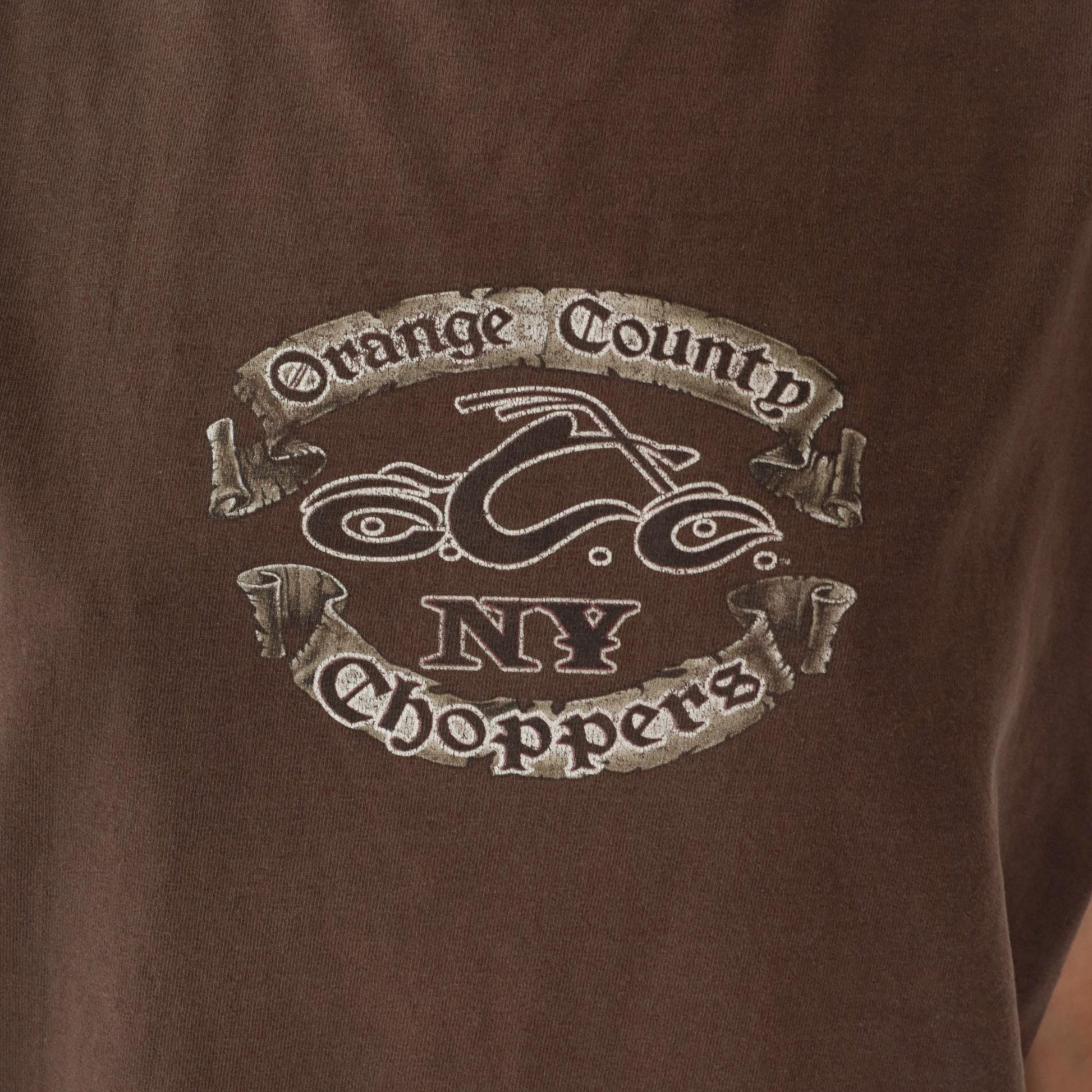 Y2K Orange County Choppers Bulldog Graphic Tank Top Brown Cotton Medium