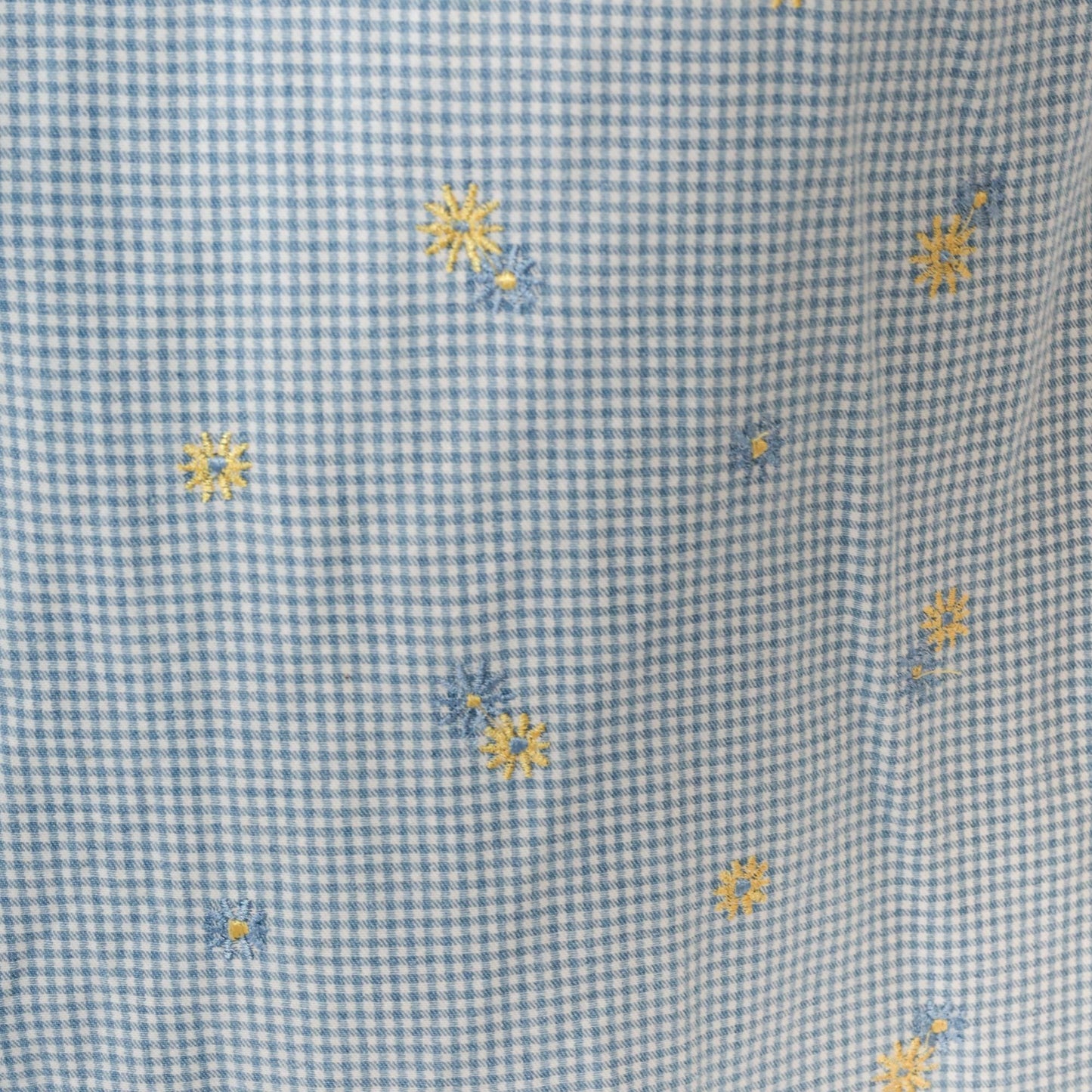 90s Blue Gingham Floral Embroidered Mini Shift Dress Cotton Large