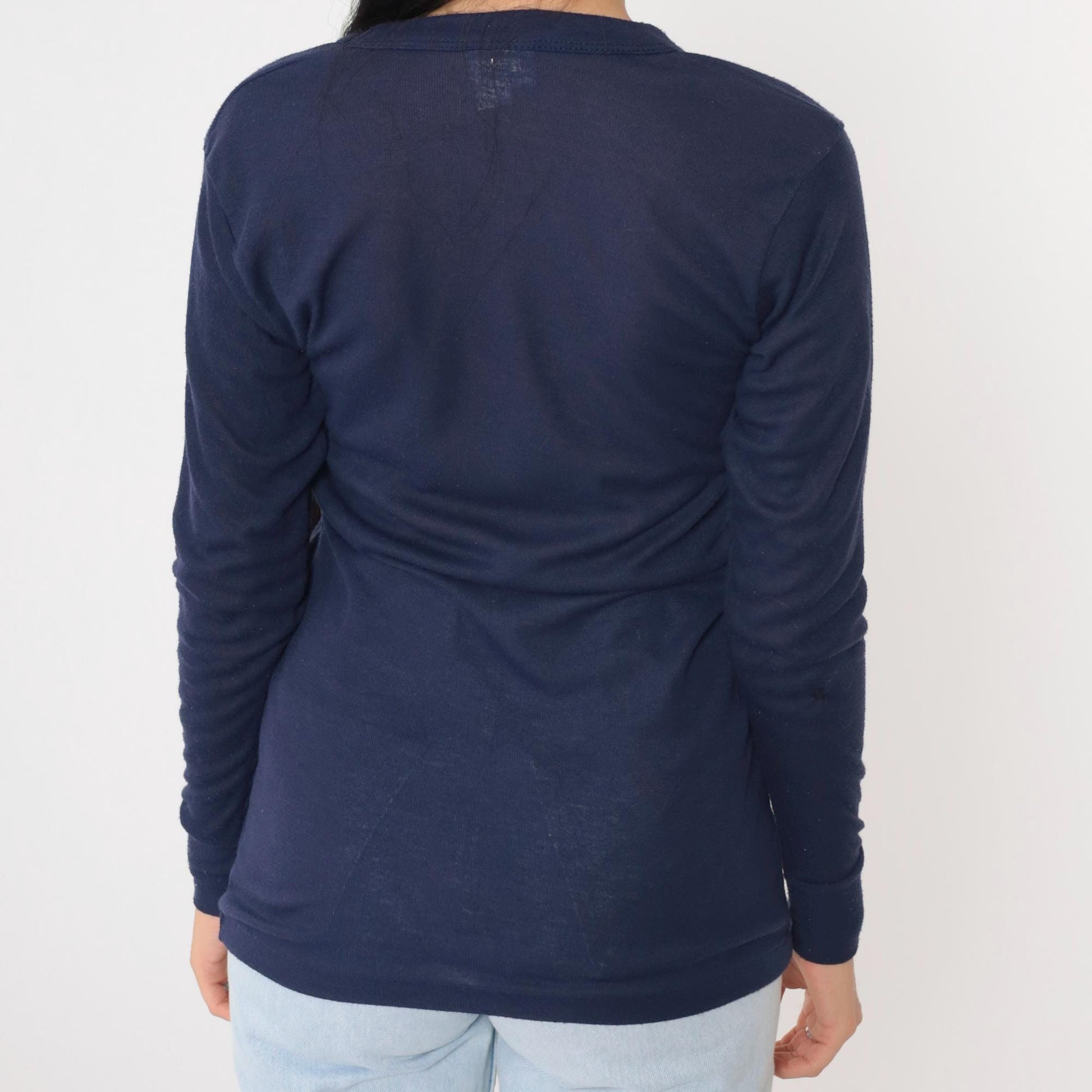 80s Navy Thermal Long Sleeve Undershirt Small Medium