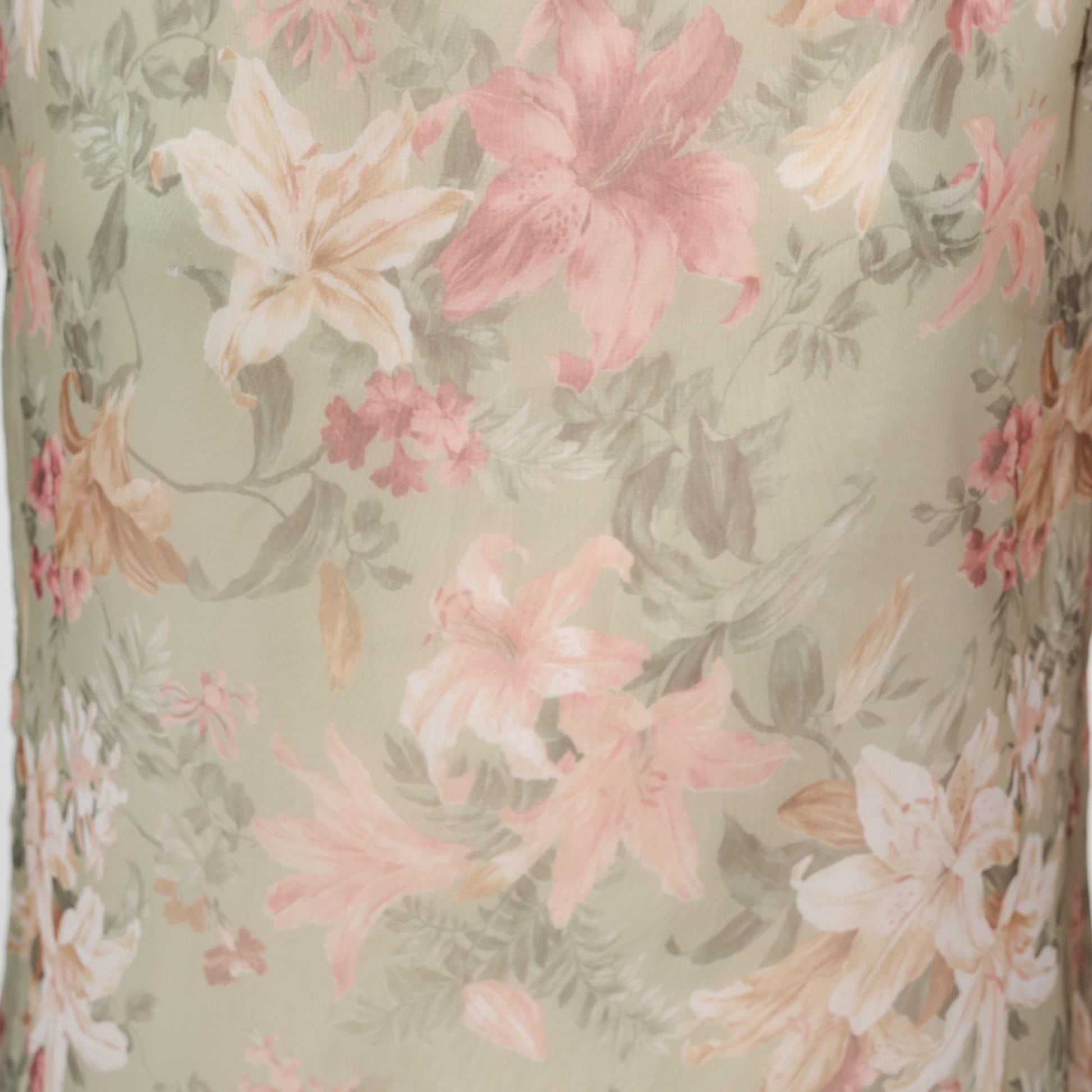 90s Floral Lily Maxi Sundress Soft Green Pink Sleeveless Scoop Neck Small