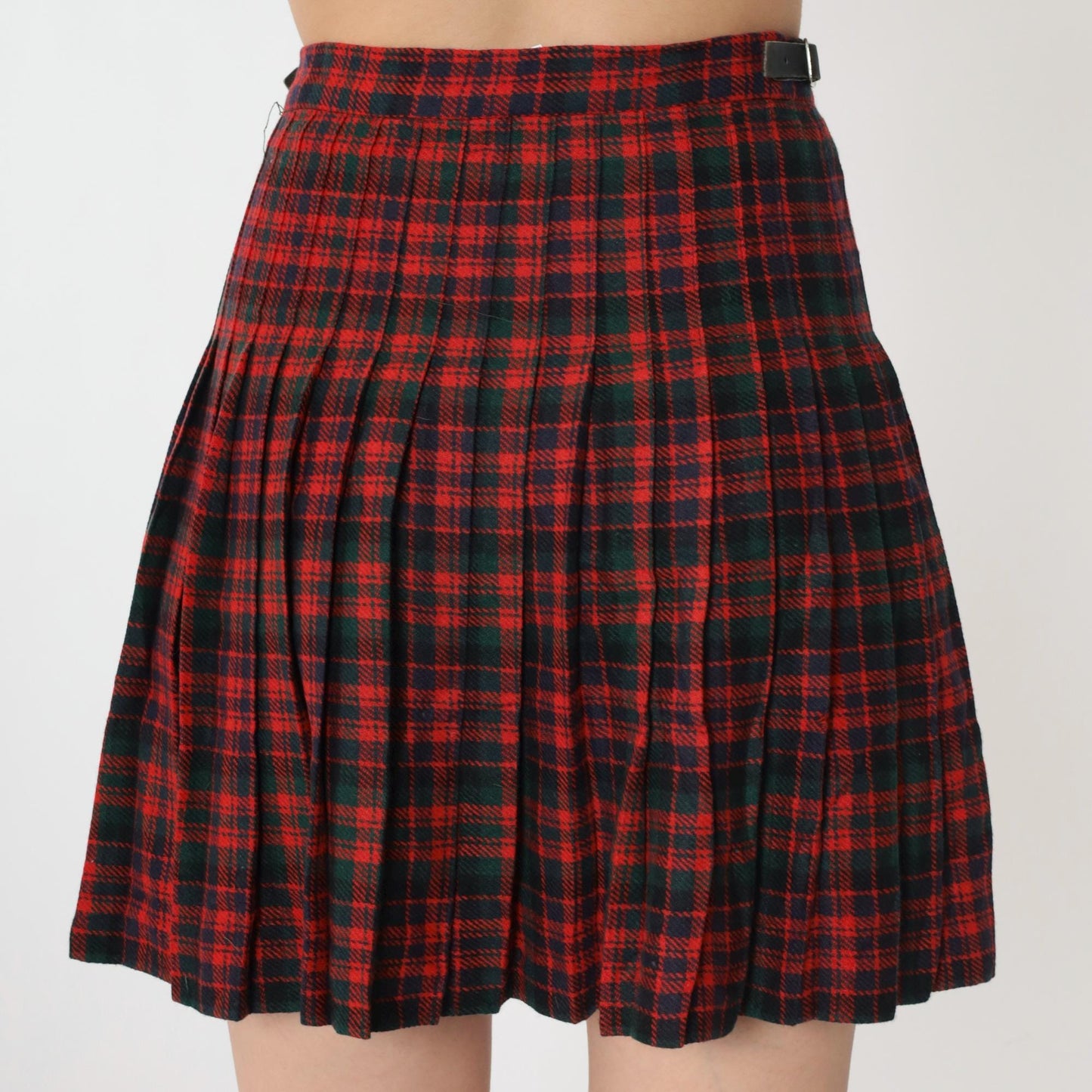 70s Glenconner Plaid Wool Mini Skirt High Waist Pleated Small