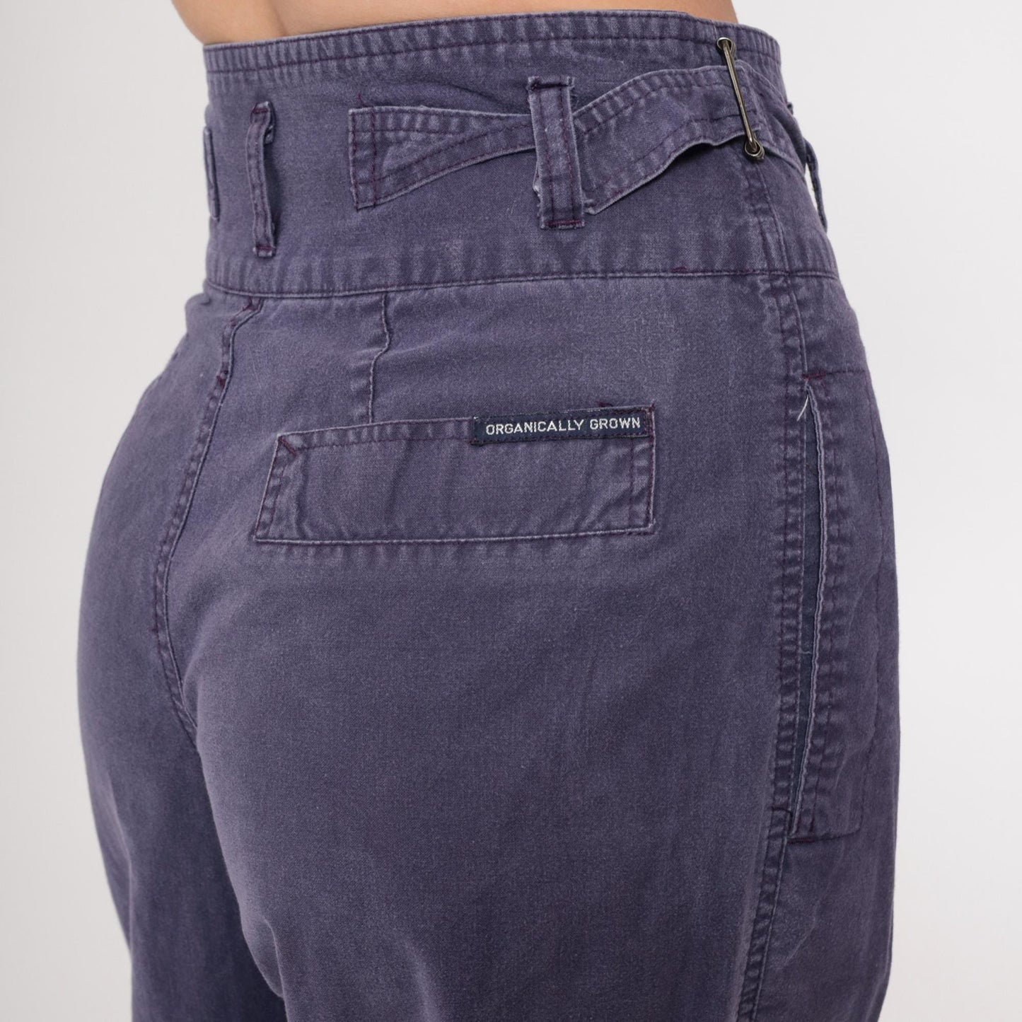 80s Purple High-Waisted Pleated Tapered Trousers Cotton Small 7
