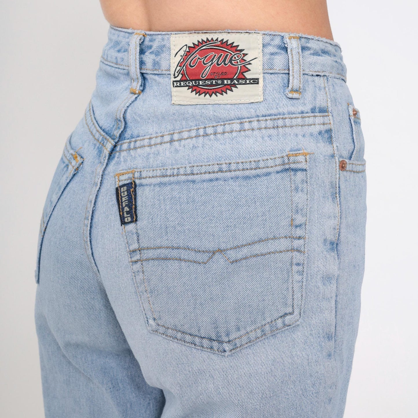 90s High Waisted Tapered Ankle Jeans Blue Denim Small