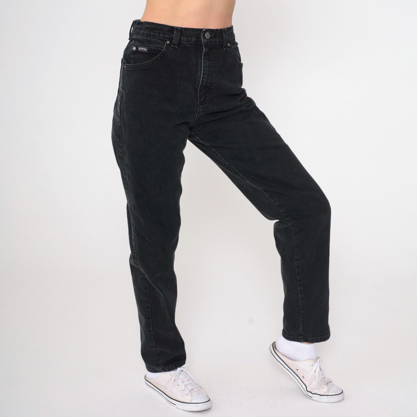 90s Riders Black High Rise Tapered Jeans Cotton Denim Small 6