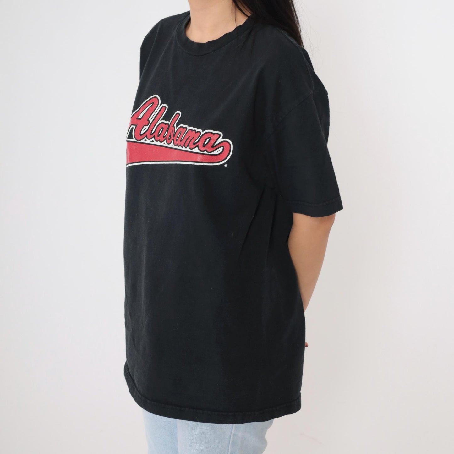 Y2K Alabama Graphic T-Shirt Black Cotton Tee Large L