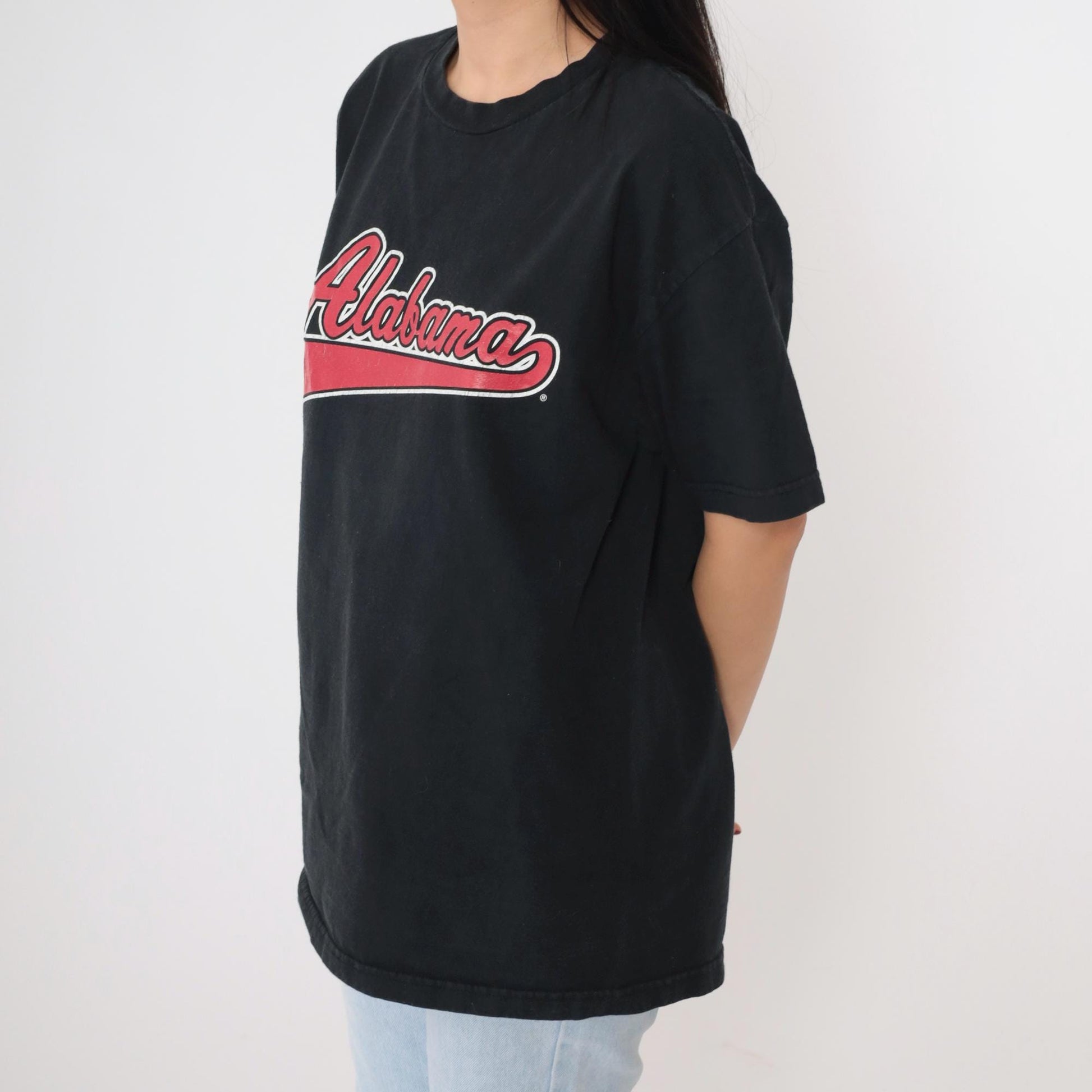 Y2K Alabama Graphic T-Shirt Black Cotton Tee Large L