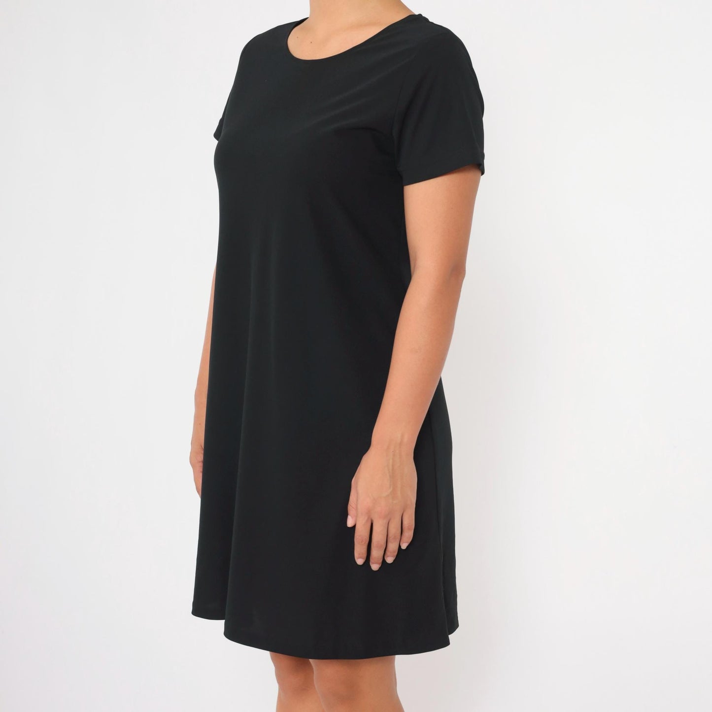 90s Black Mini Shift Dress Short Sleeve Pullover Medium Petite