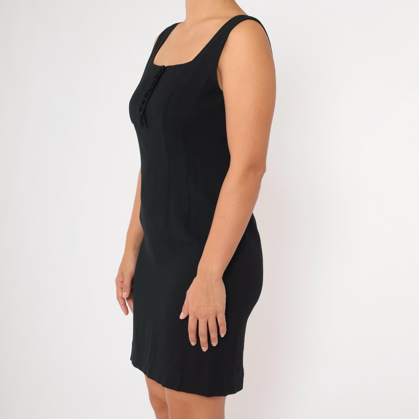 90s Liz Claiborne Black Mini Dress Empire Waist Sleeveless Small