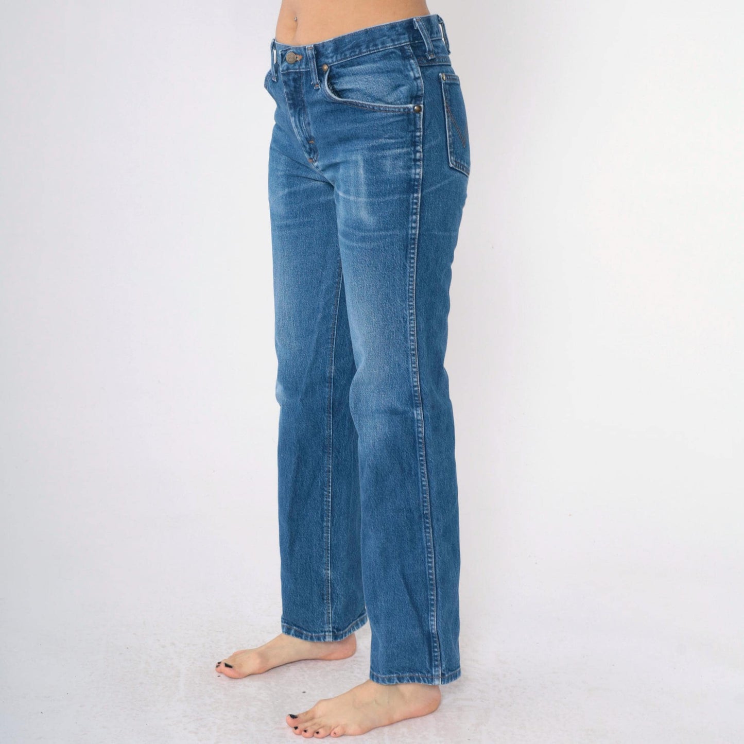 Y2K Wrangler Slim Straight Leg Jeans Faded Blue Denim 31x32