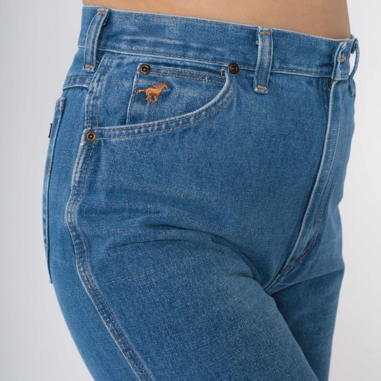 80s Wrangler High Waisted Tapered Jeans Blue Straight Leg Small