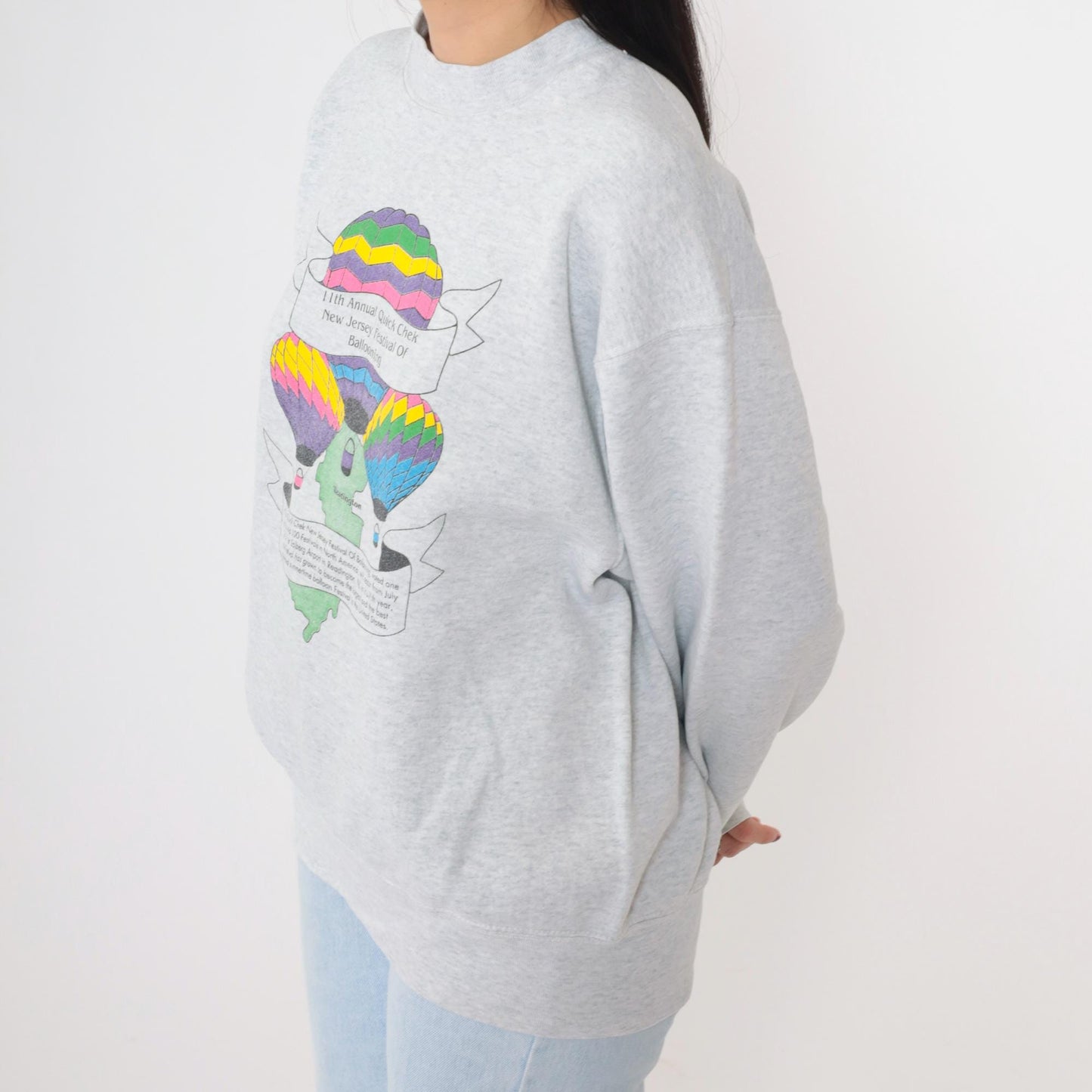 90s Hot Air Balloon Festival New Jersey Sweatshirt Grey Fruit of the Loom Large