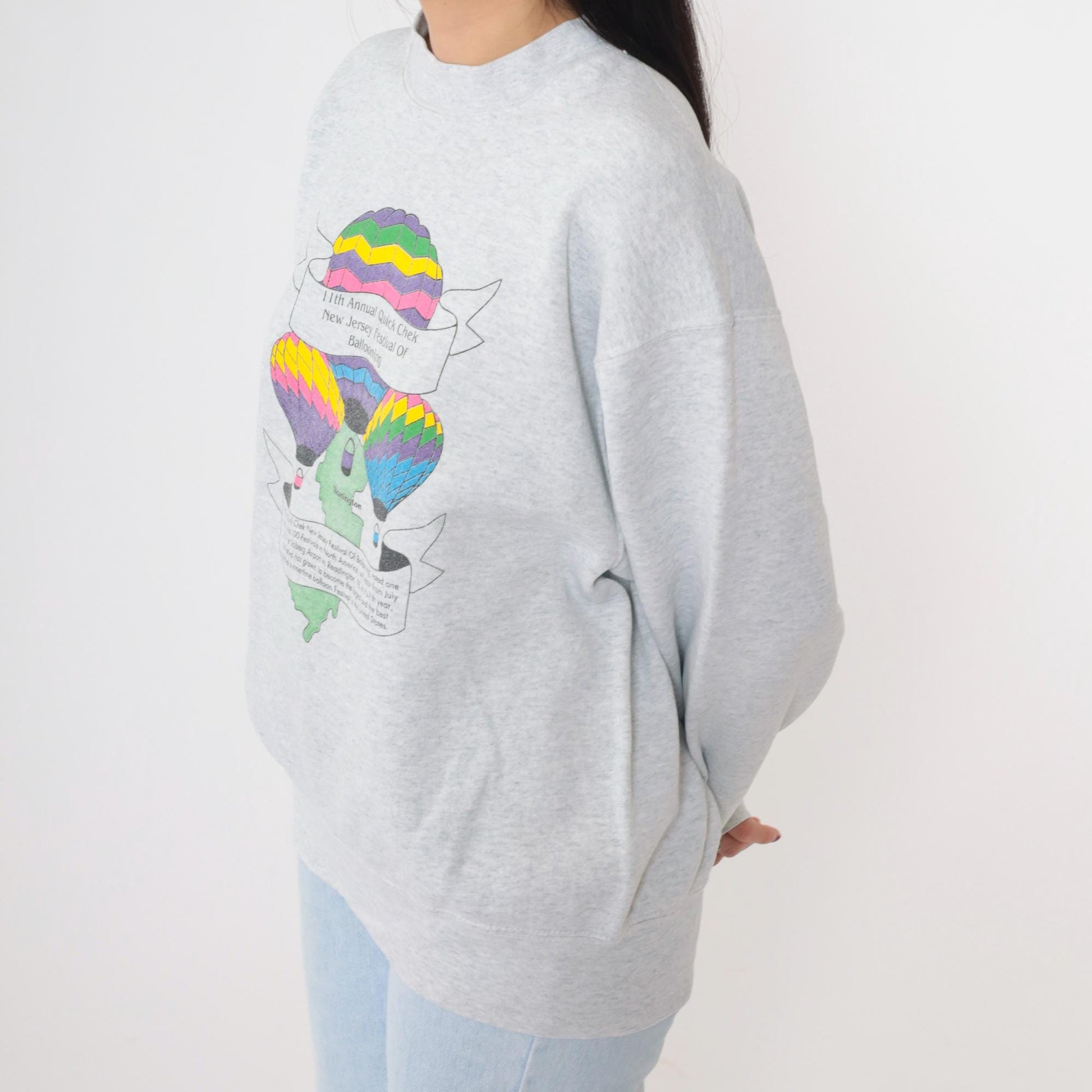 90s Hot Air Balloon Festival New Jersey Sweatshirt Grey Fruit of the Loom Large