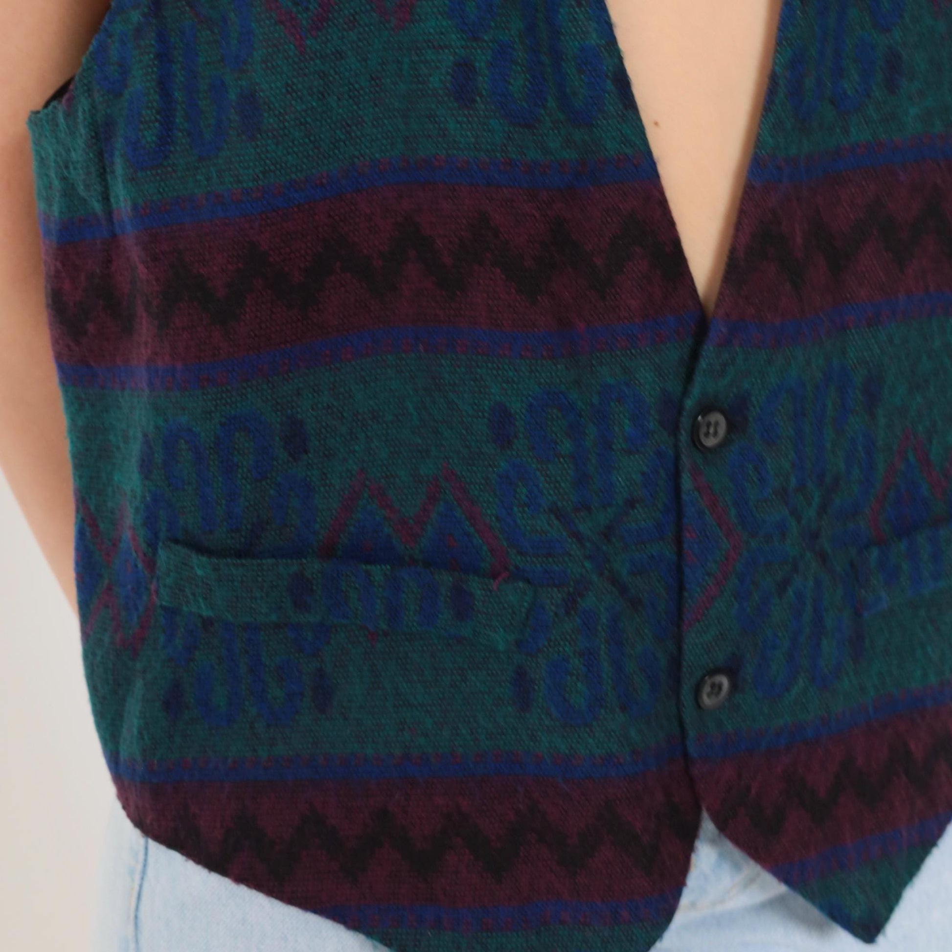 90s Hutspah Geometric Southwestern Vest Button Up Sleeveless Medium