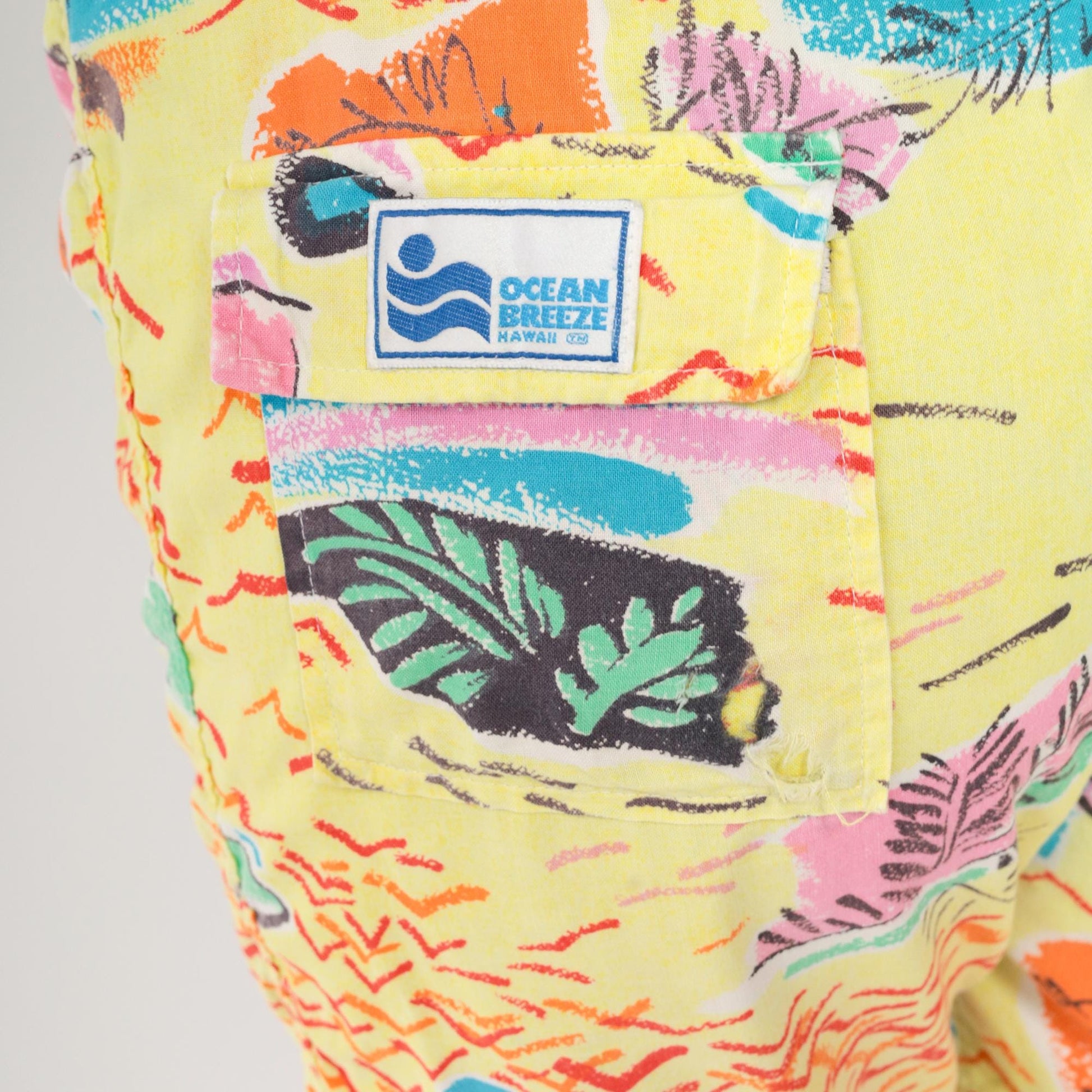 90s Yellow Nautical Abstract Sailboat Shorts High Waist Wide Leg Medium