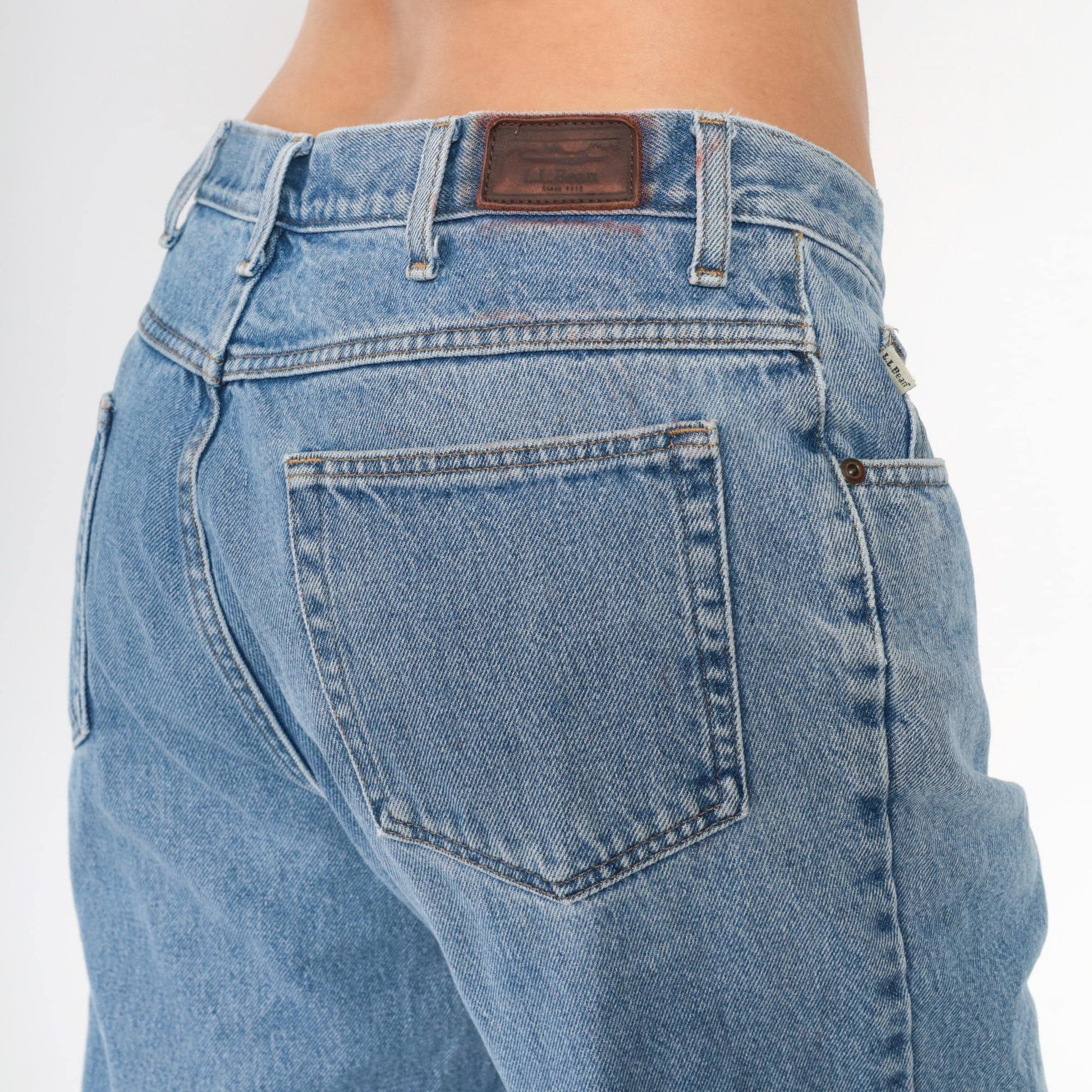 90s L.L. Bean Jeans Men's High Rise Straight Leg Faded Blue Denim 34W