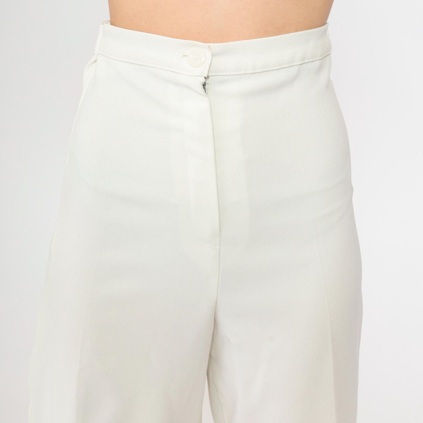 80s White High-Waisted Straight Leg Trousers Youth XS