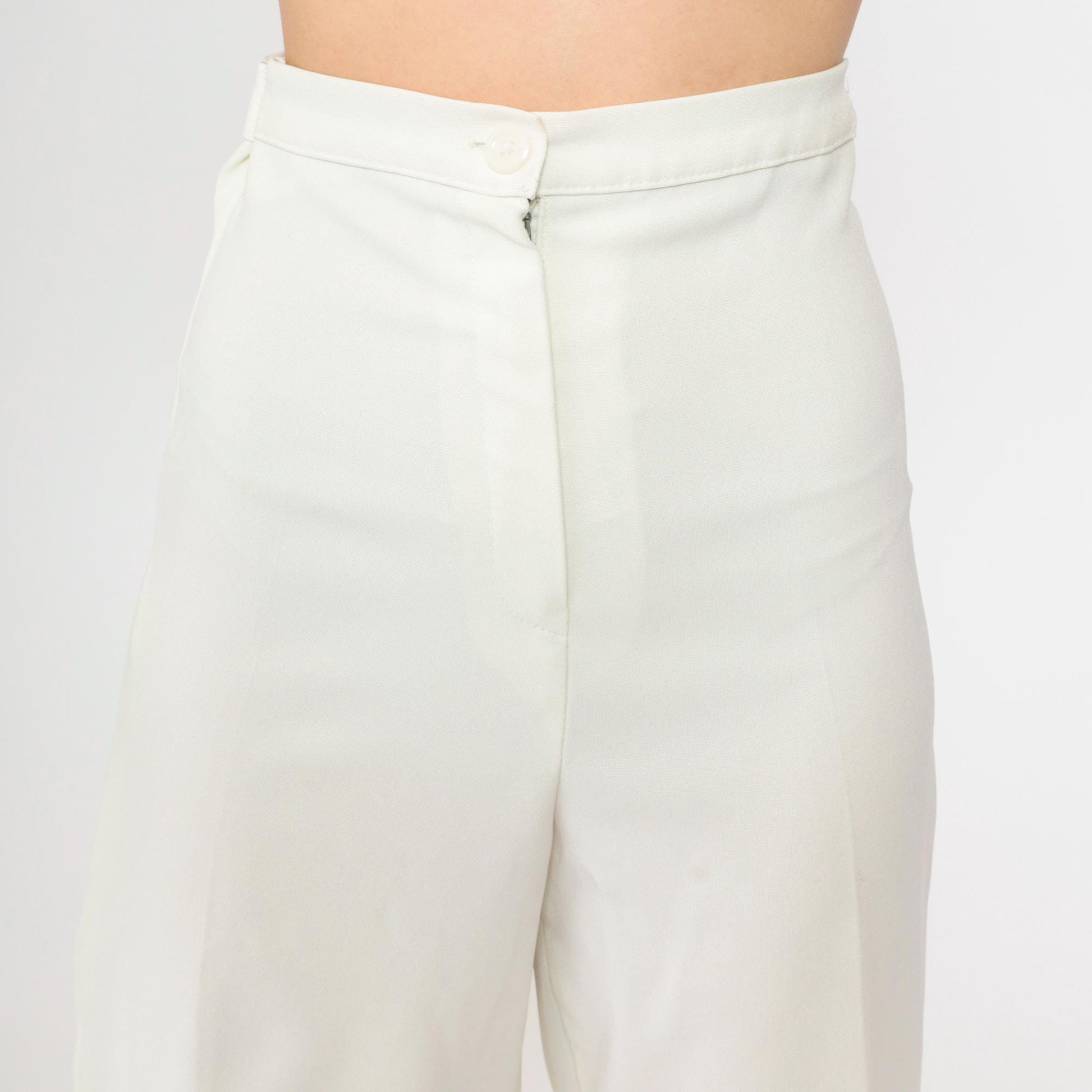 80s White High-Waisted Straight Leg Trousers Youth XS