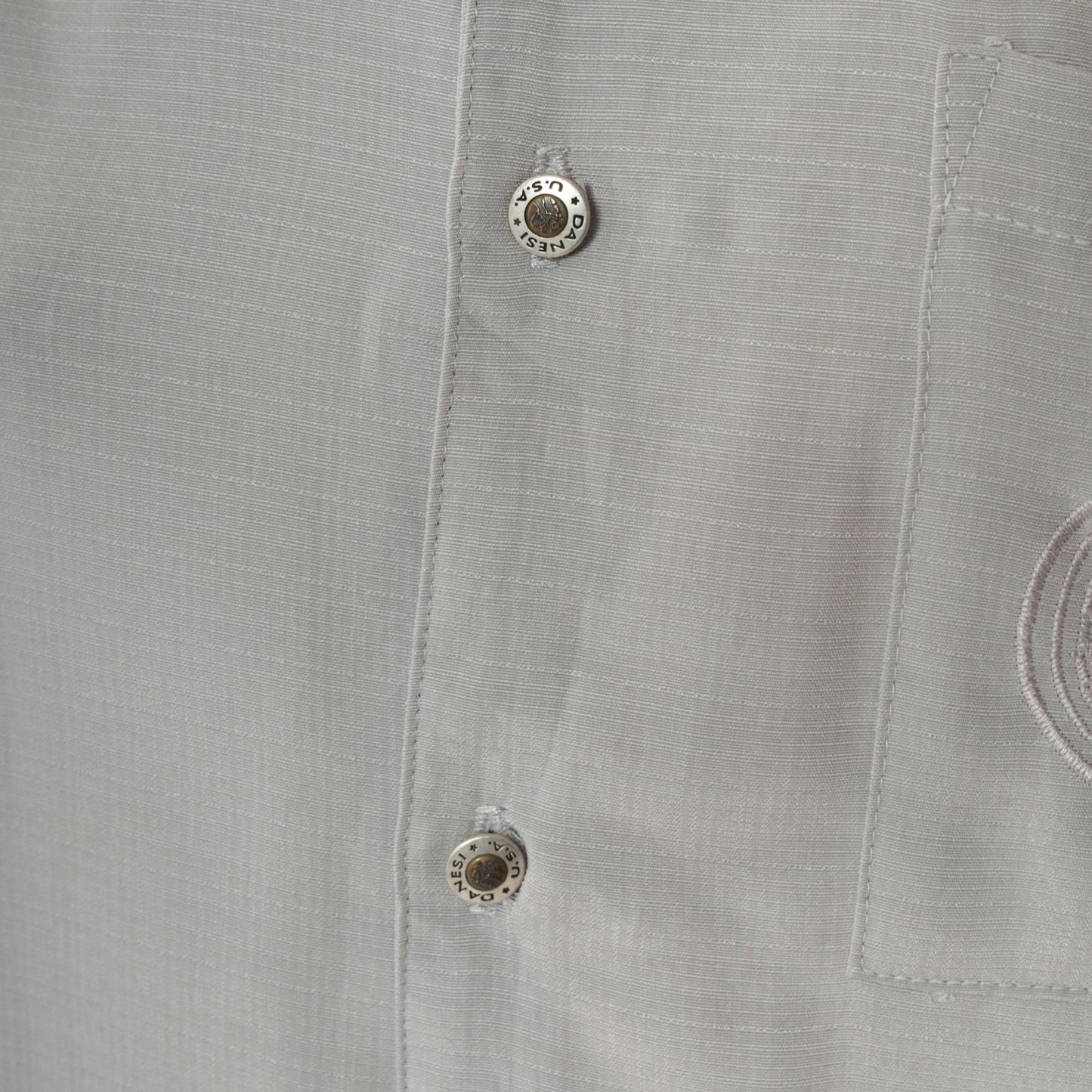 Y2K Danesi Grey Microfiber Button-Up Shirt Dragon Embroidered Men's Small