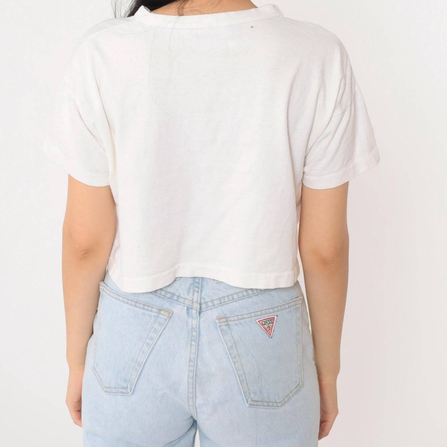 80s Champion Athletic Crop Top Number 45 White Cotton Medium