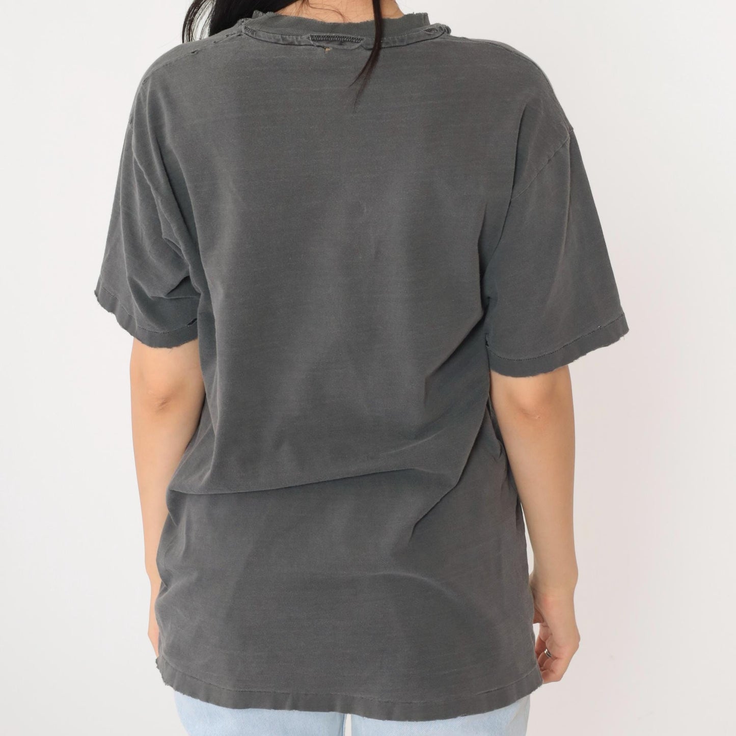 90s Guam Hafa Adai Graphic T-Shirt Distressed Charcoal Grey Medium